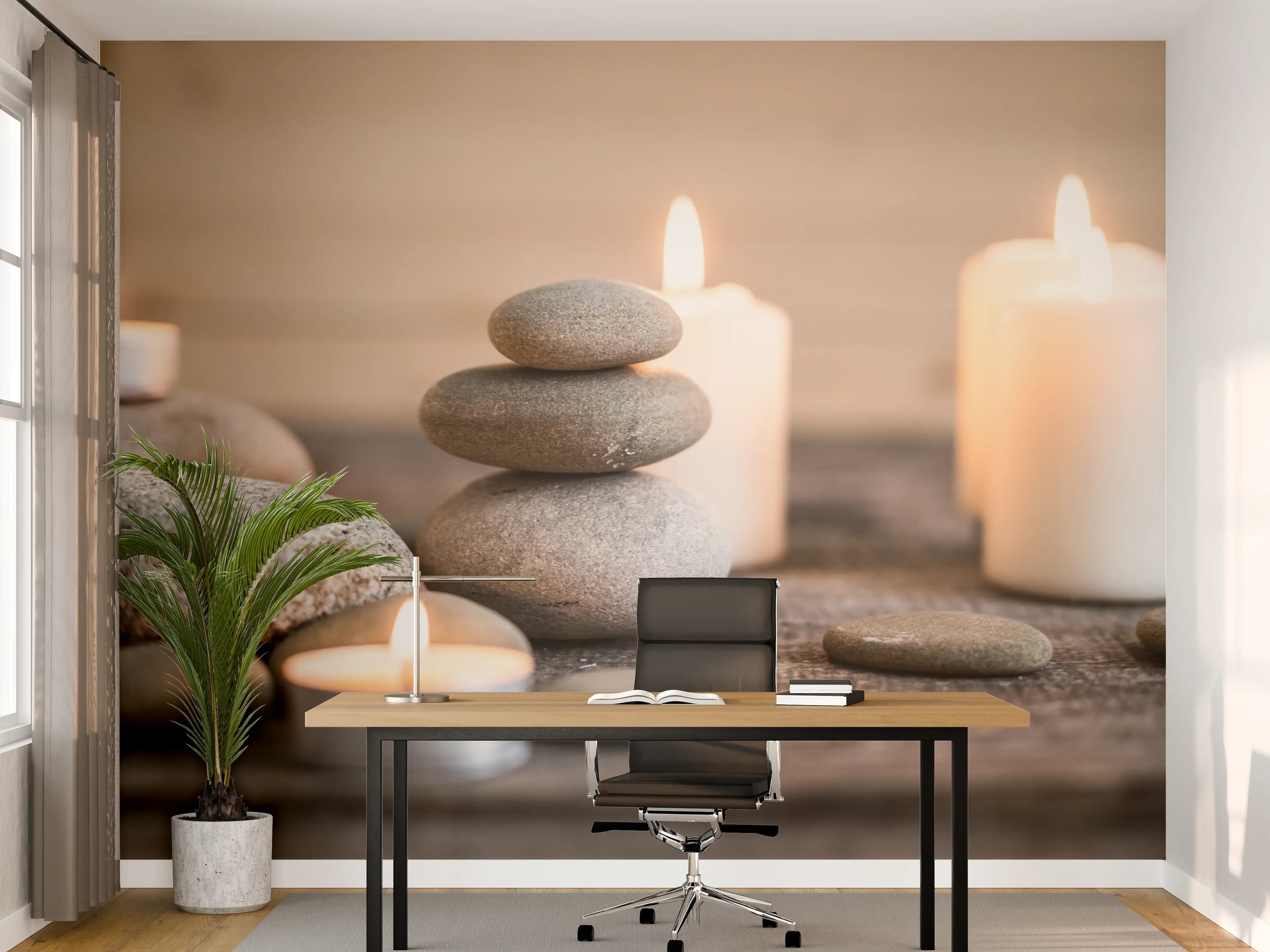 Büro Wandgestaltung - Spa-Stillleben mit Kerzen
