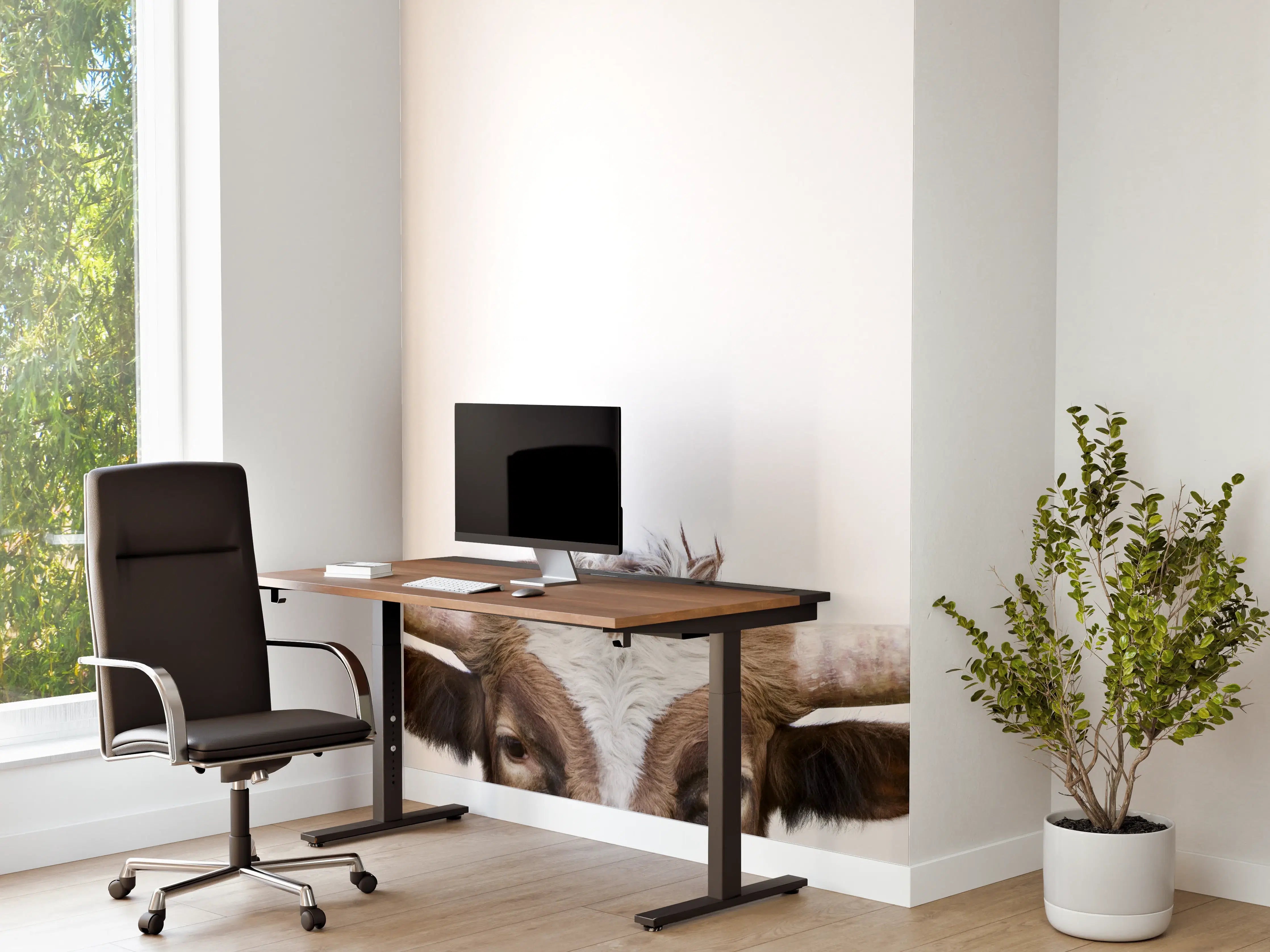Büro Wandgestaltung - Spähende Longhorn-Kuh