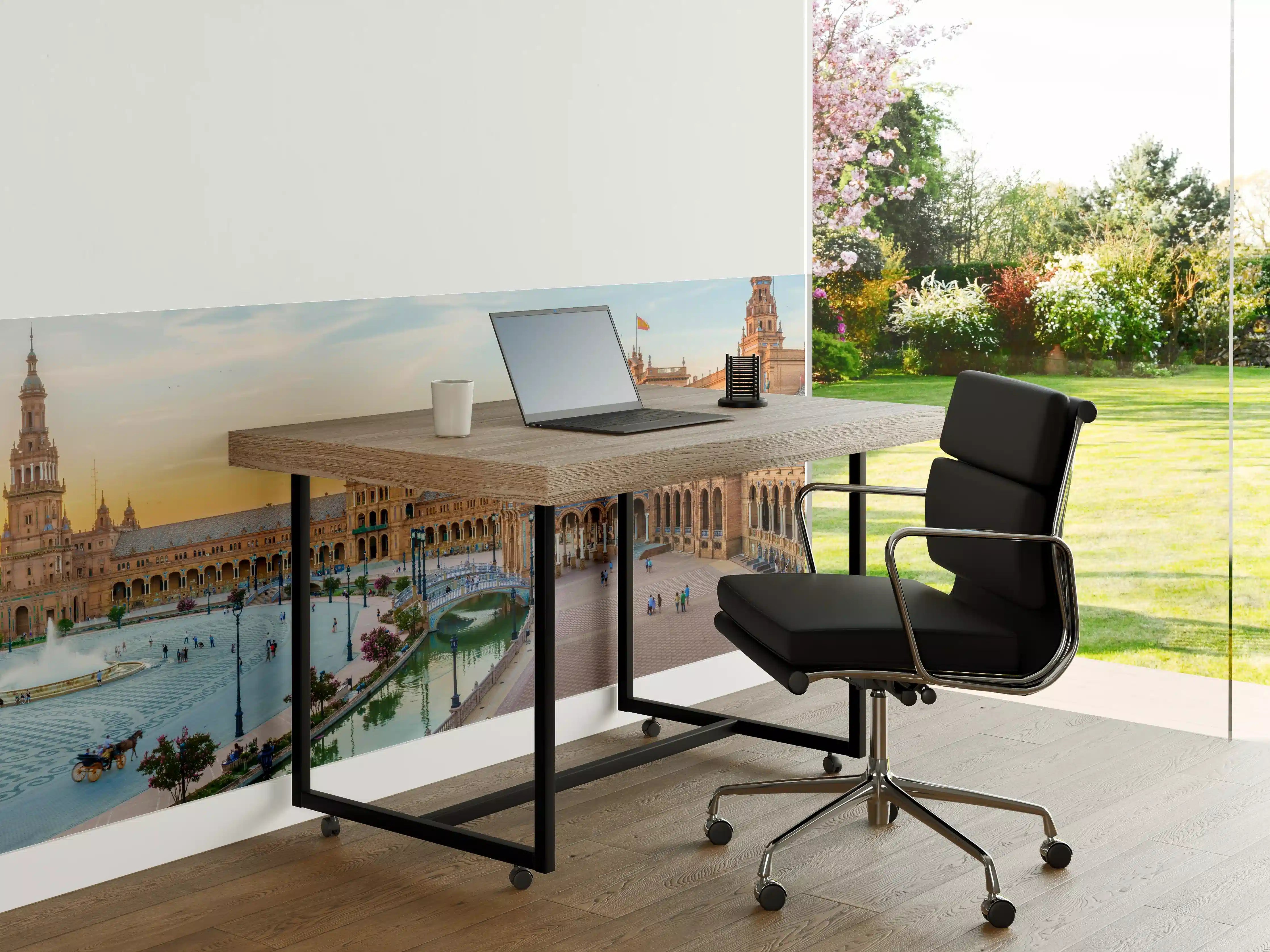 Büro Wandgestaltung - Spanisches Platzpanorama bei Sonnenuntergang