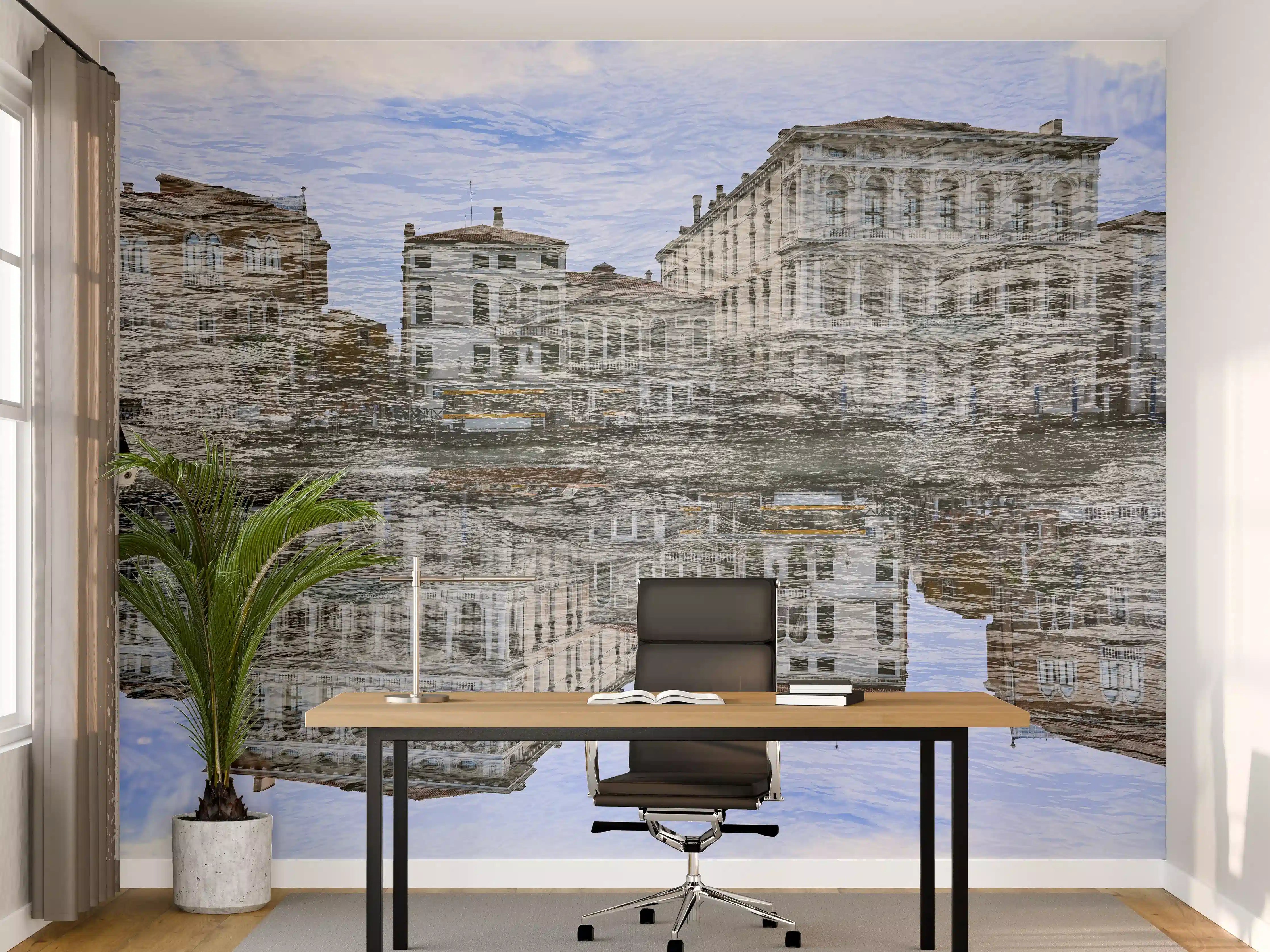 Büro Wandgestaltung - Spiegelung Venedig Doppelbelichtung