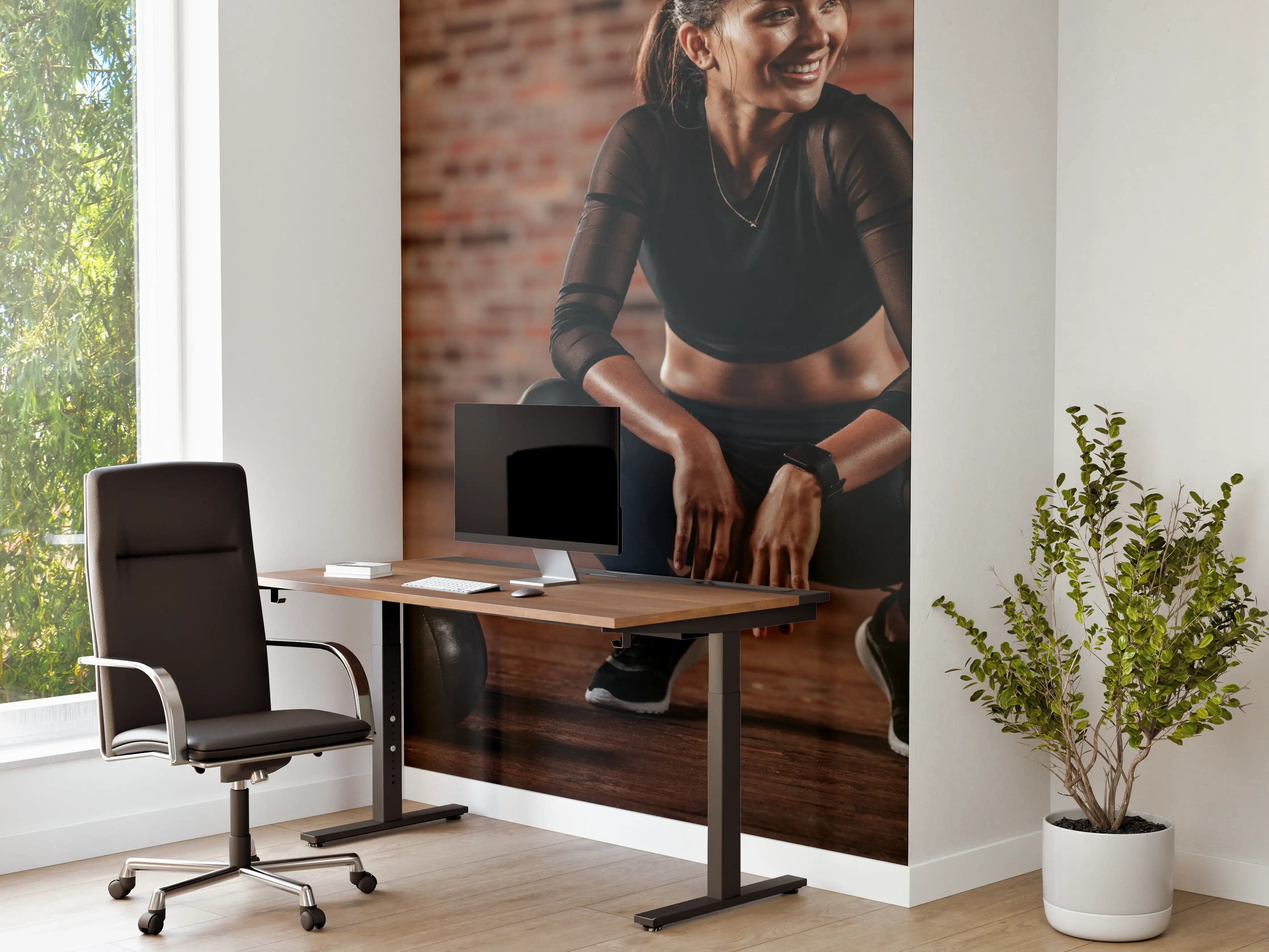 Büro Wandgestaltung - Sportlerin in der Hocke