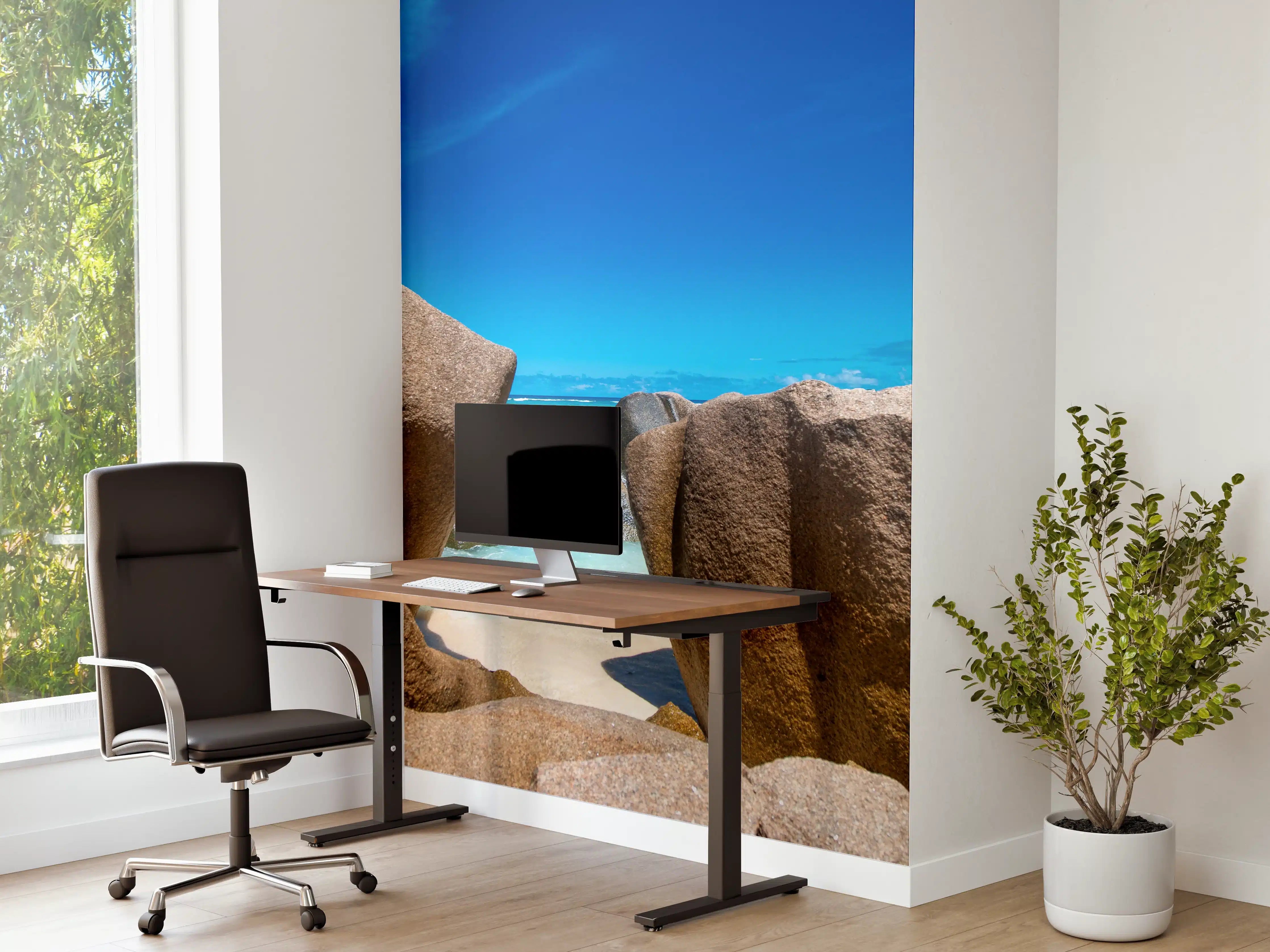 Büro Wandgestaltung - Stein-Panorama auf den Seychellen