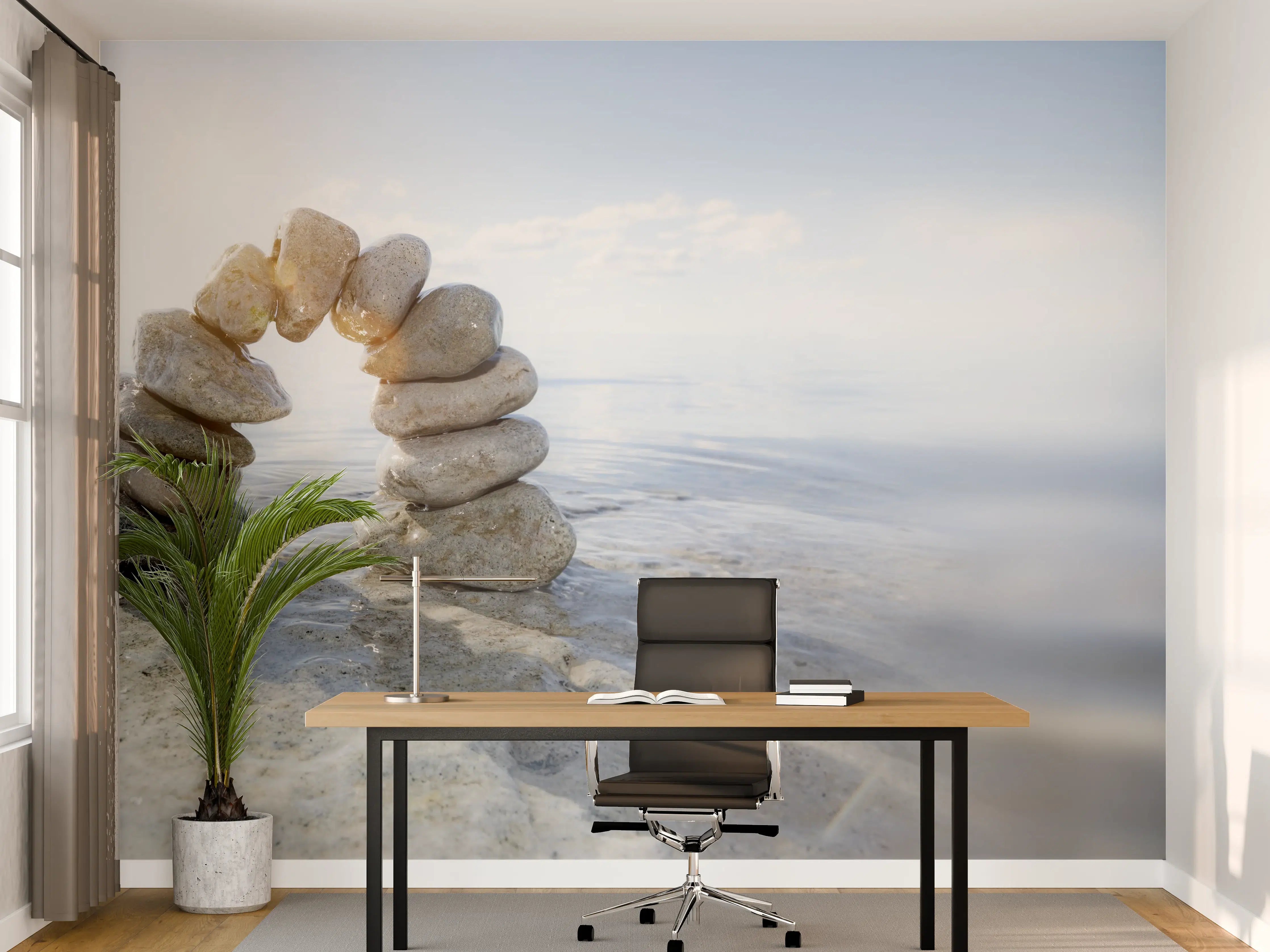 Büro Wandgestaltung - Steinbogen im Wasser