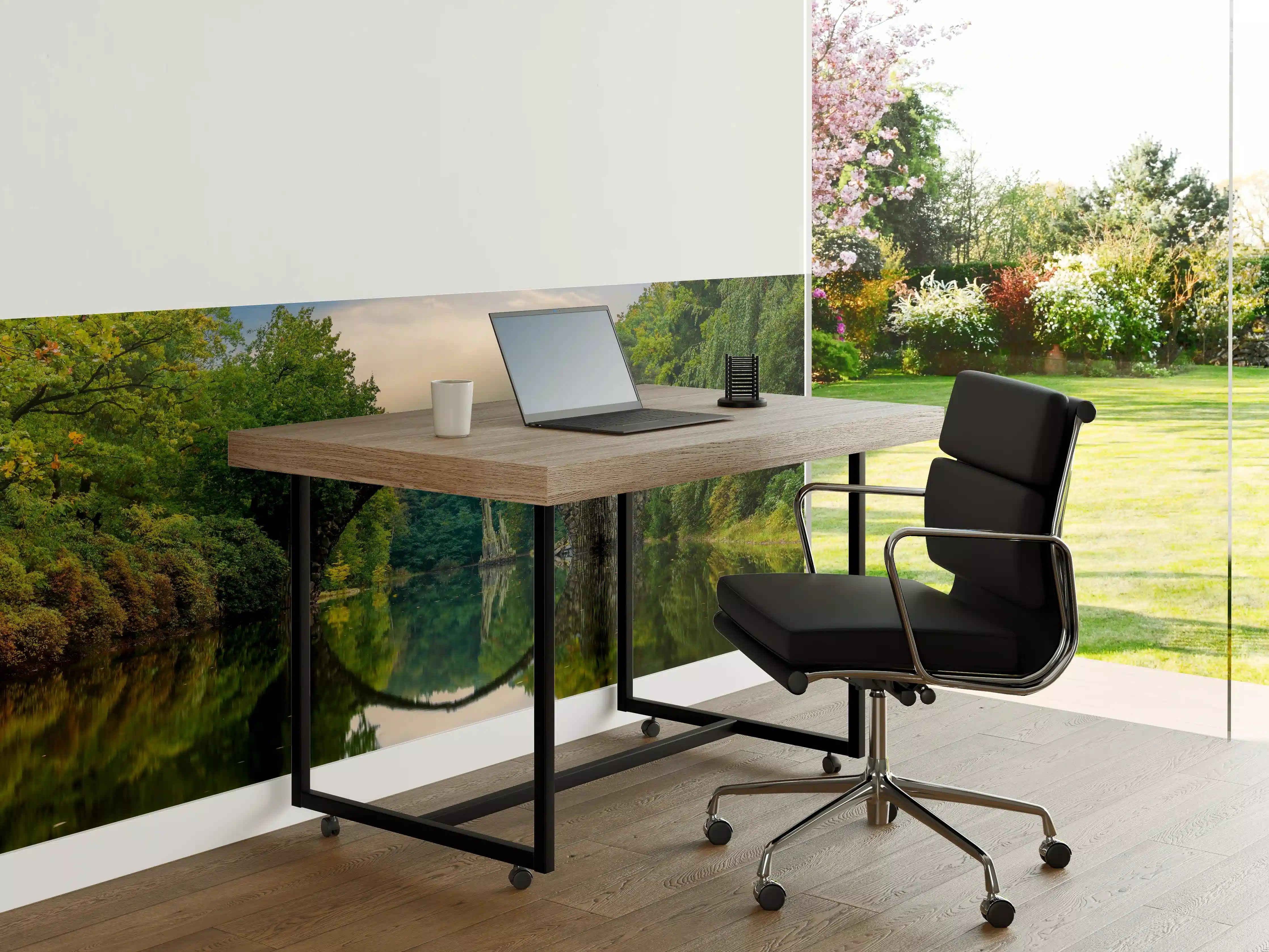 Büro Wandgestaltung - Steinbrücke über Fluss im Wald