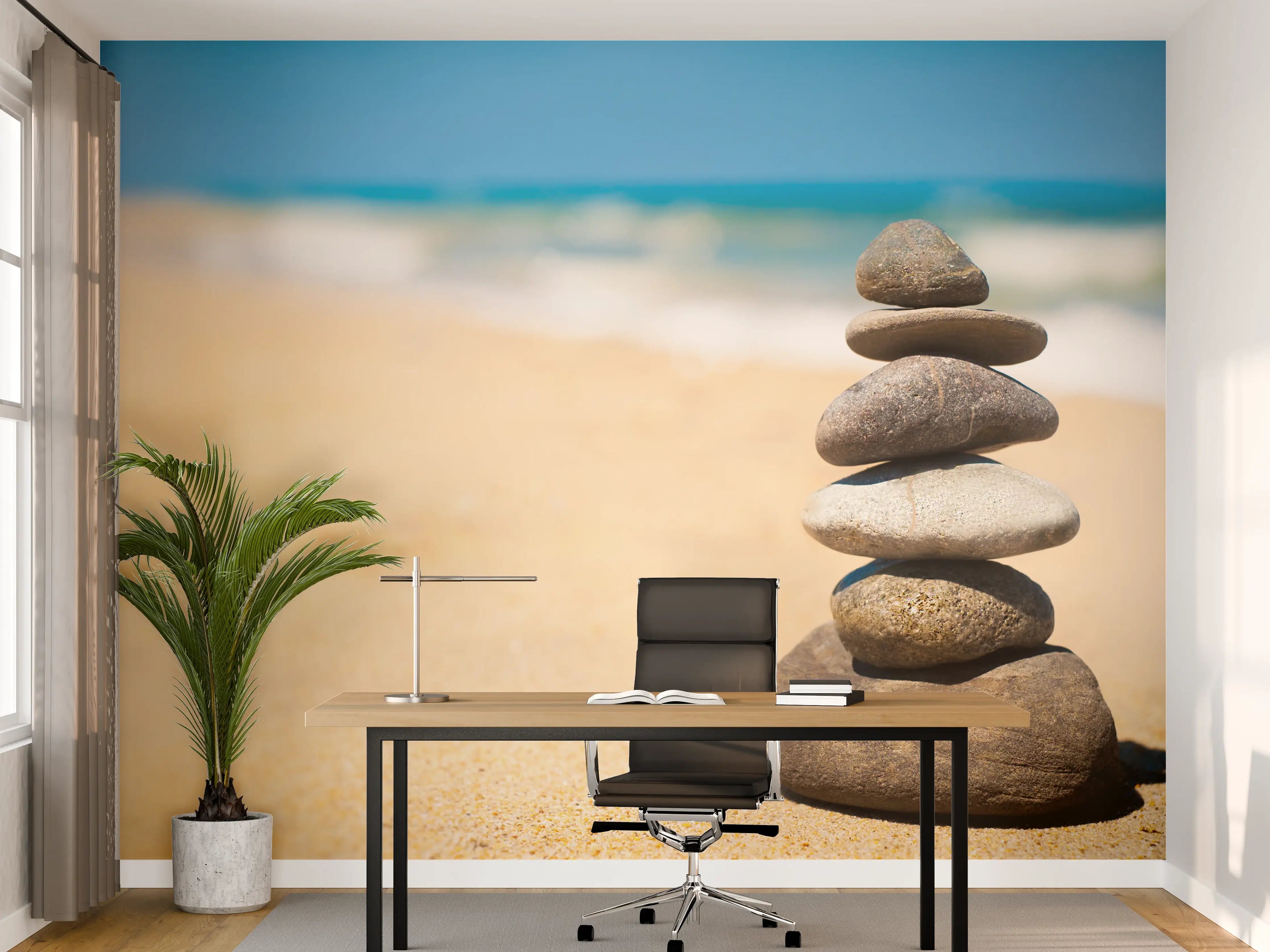 Büro Wandgestaltung - Steine Meditation Balance