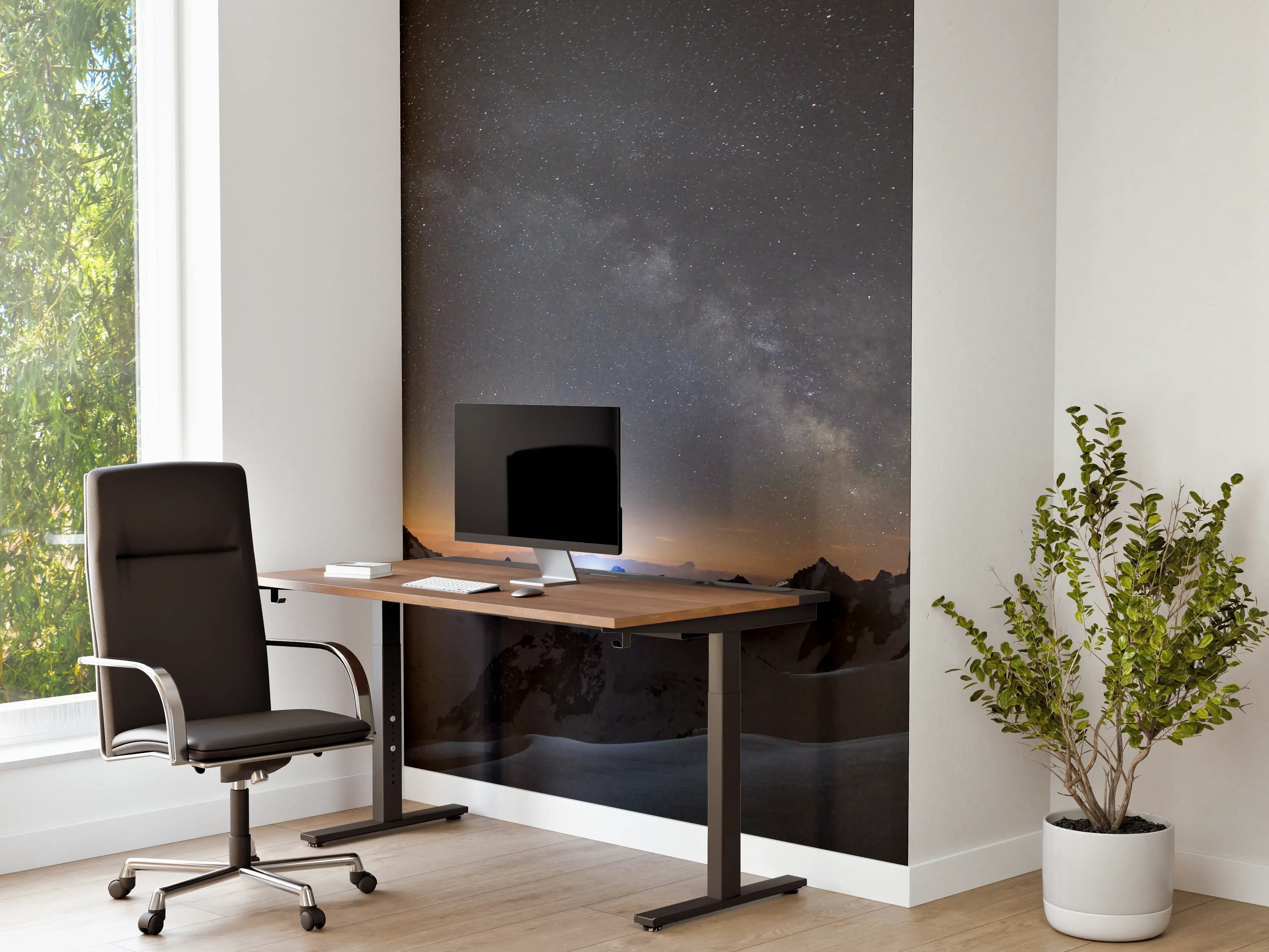 Büro Wandgestaltung - Sternenhimmel über schneebedeckten Bergen