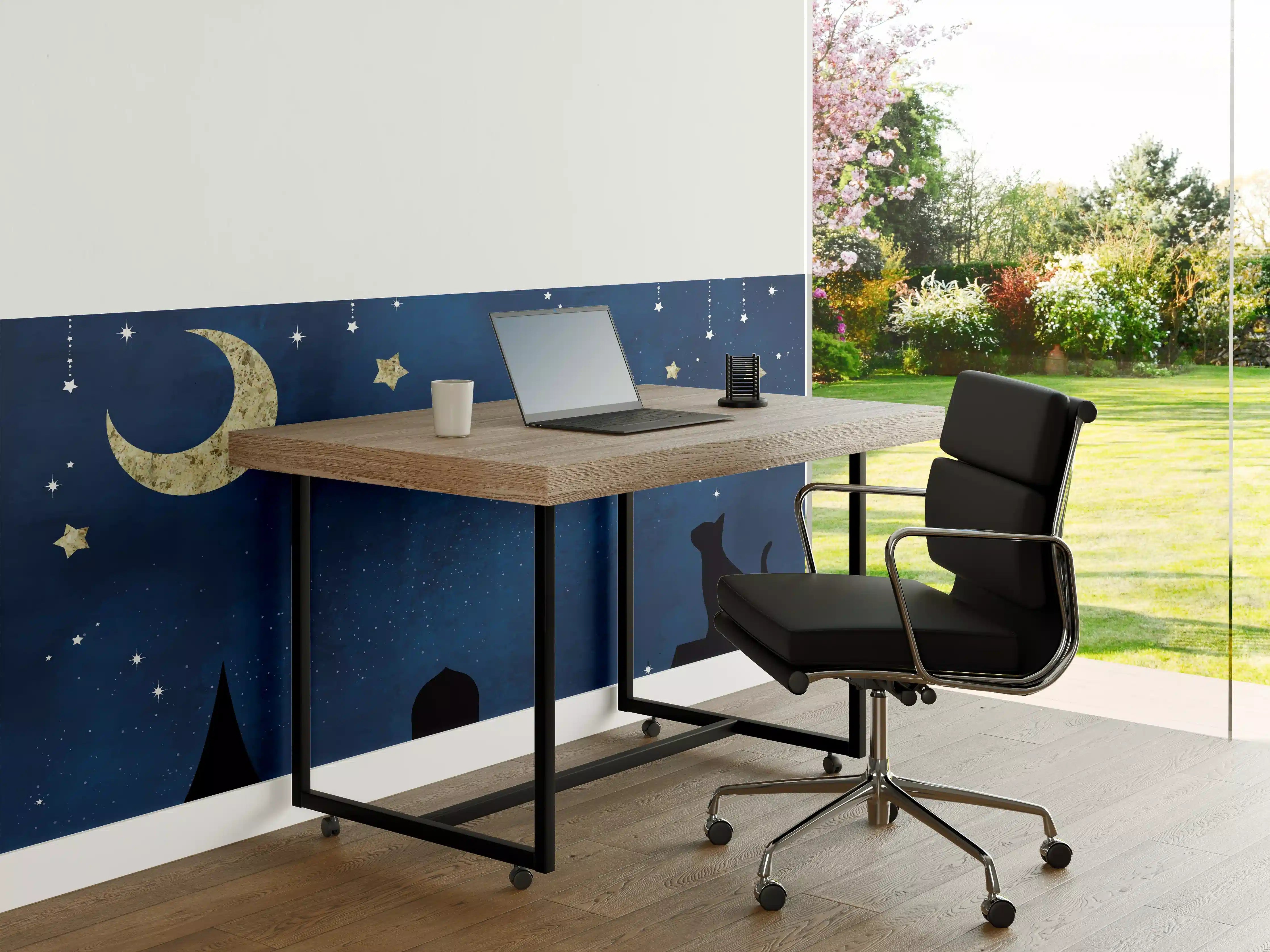 Büro Wandgestaltung - Sternennacht Katzen Silhouette