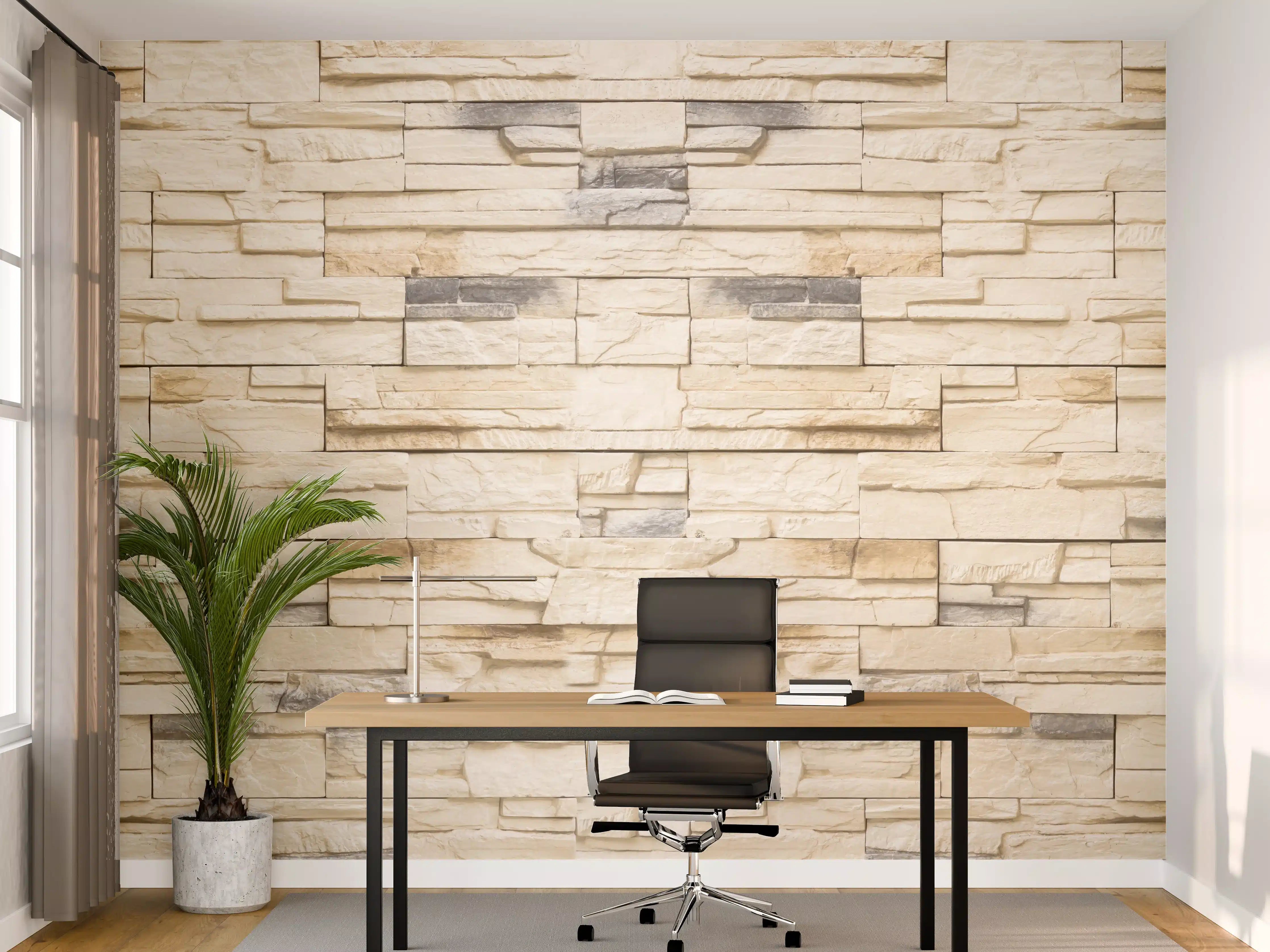 Büro Wandgestaltung - Stilisierte Alt-Weißziegel Textur