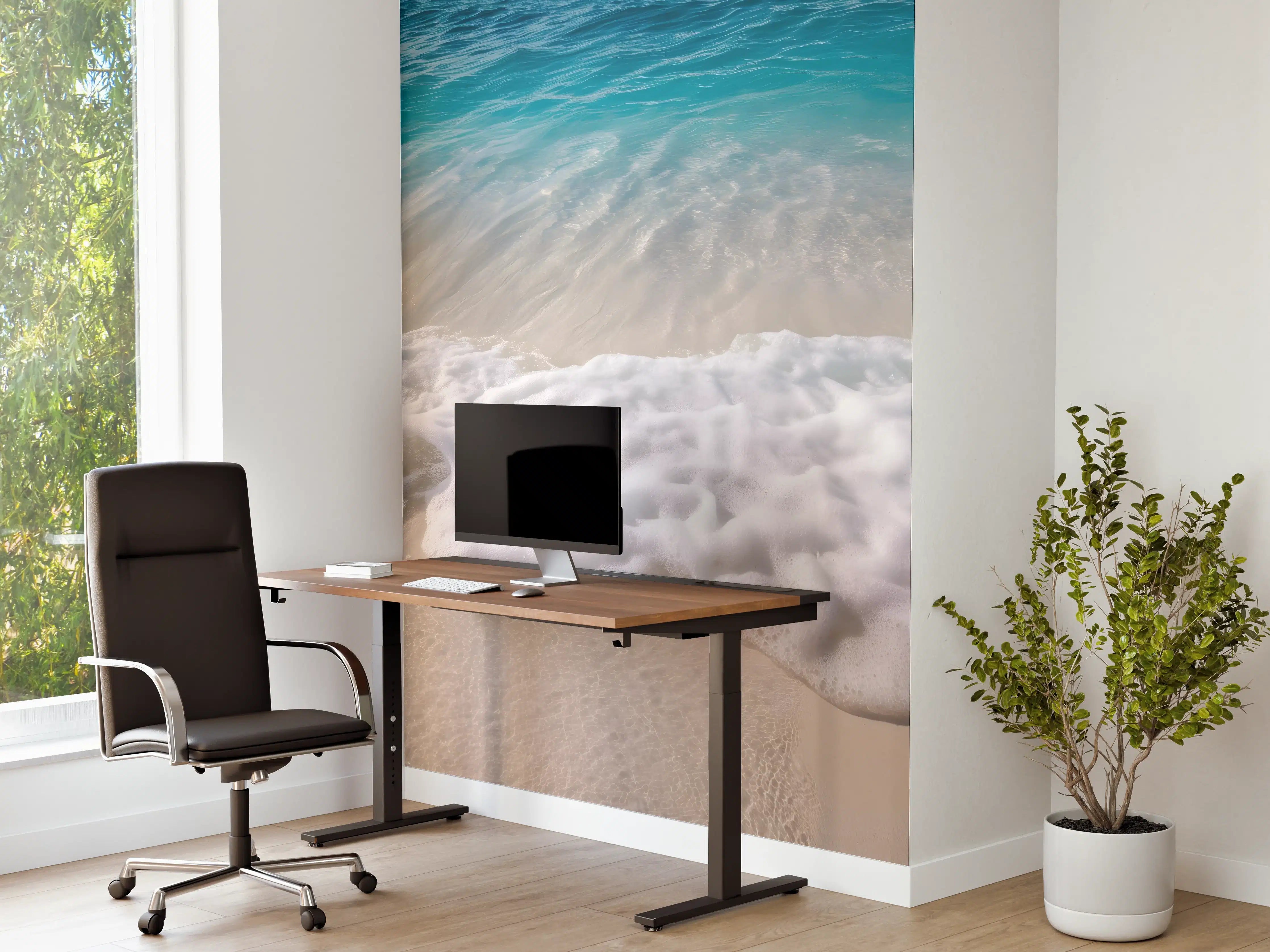 Büro Wandgestaltung - Strand mit sanften Wellen und Schaum