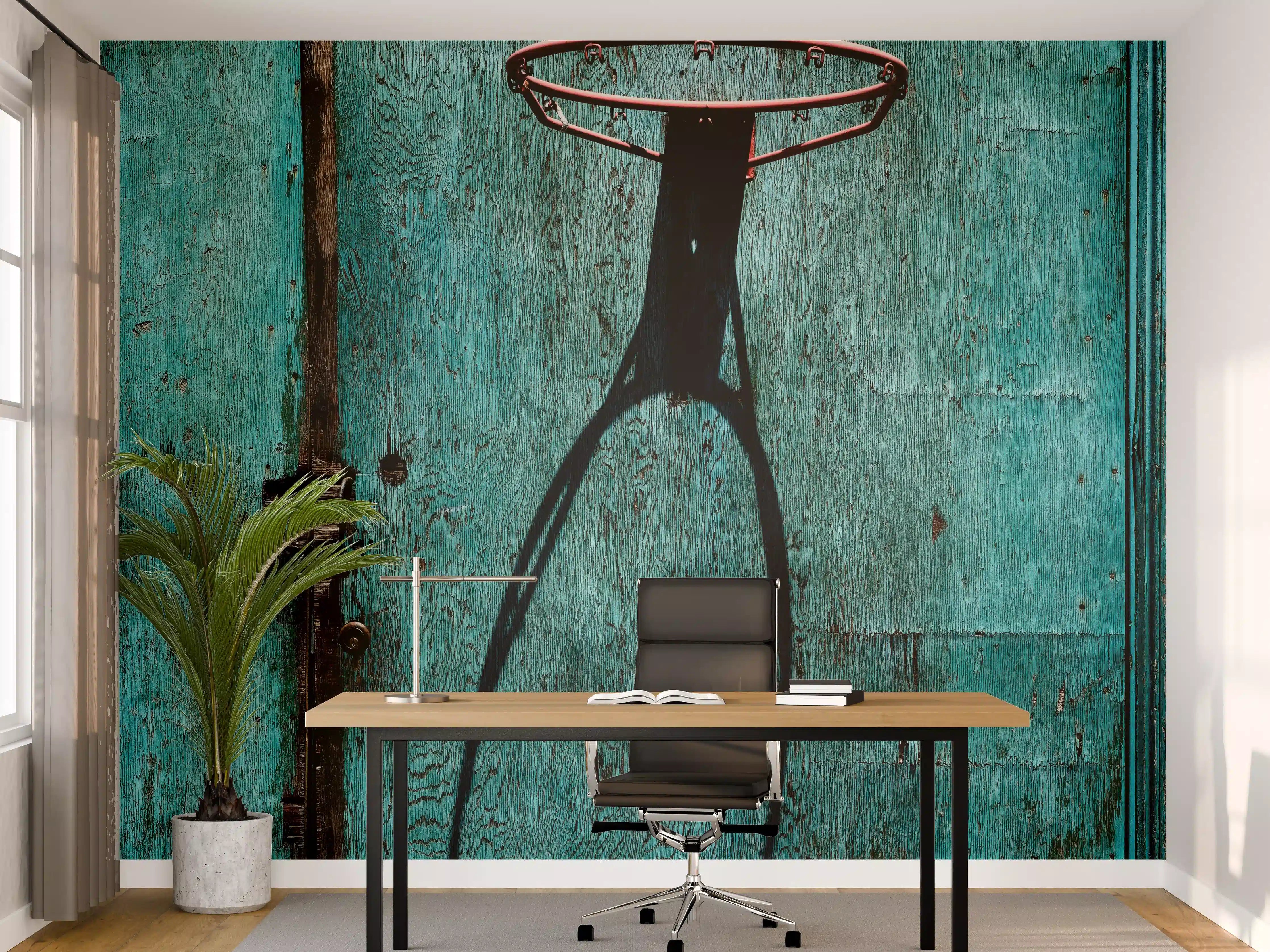 Büro Wandgestaltung - Streetball-Motiv in Blau-Grün
