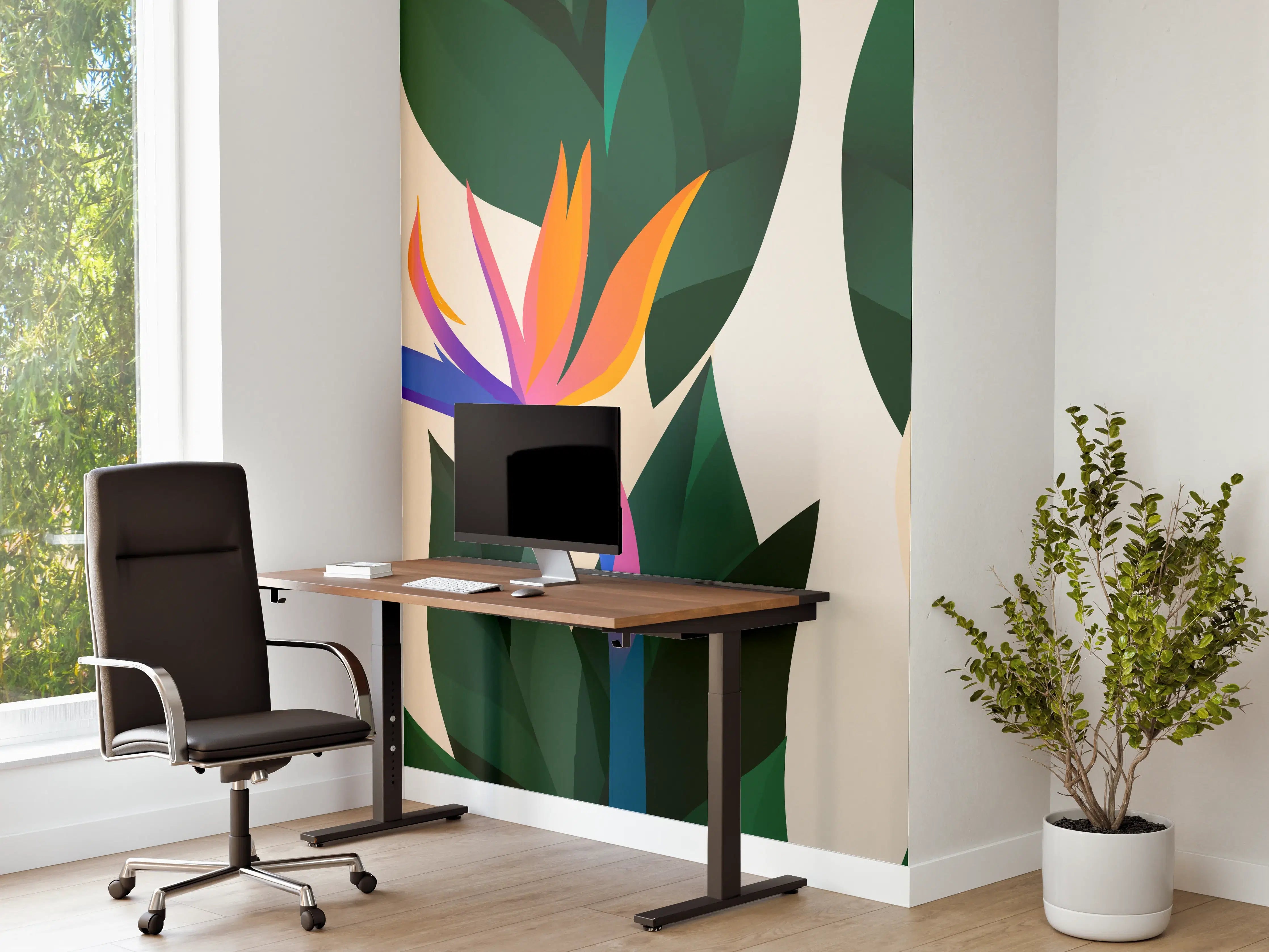 Büro Wandgestaltung - Strelitzia Tropic Blumenmuster