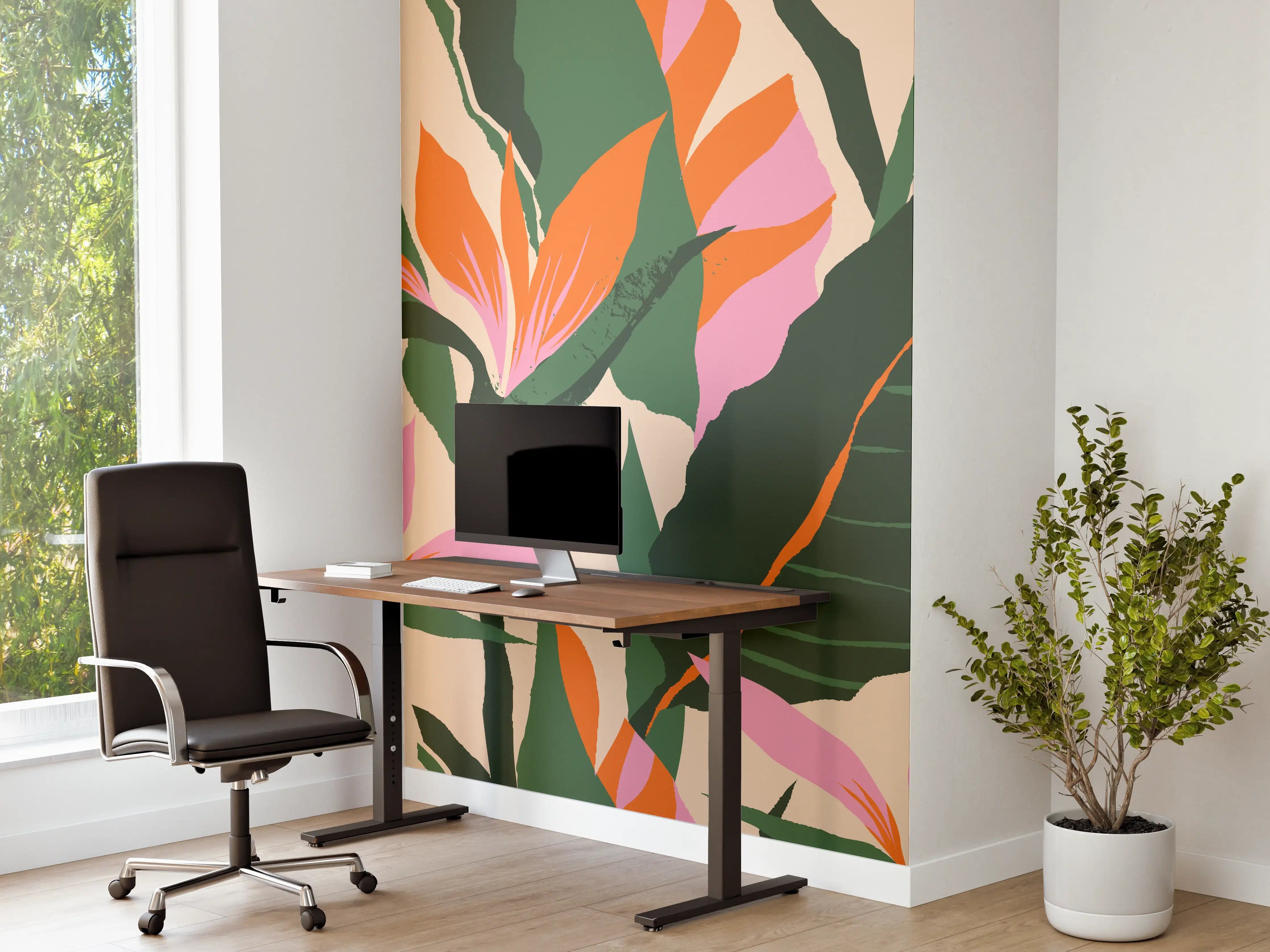 Büro Wandgestaltung - Strelitzia Tropische Blütenornamente