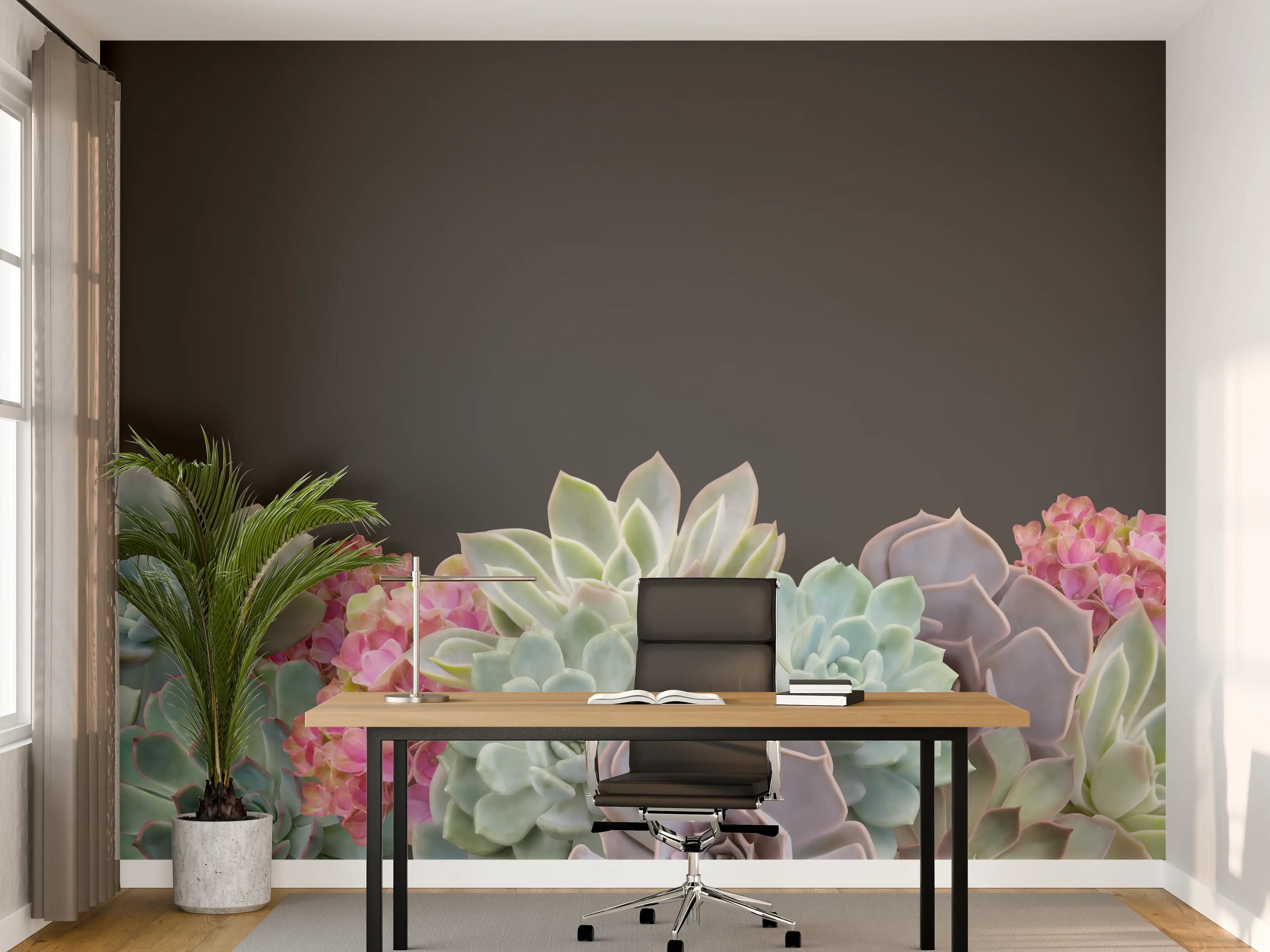 Büro Wandgestaltung - Sukkulente Blumen - Bunt