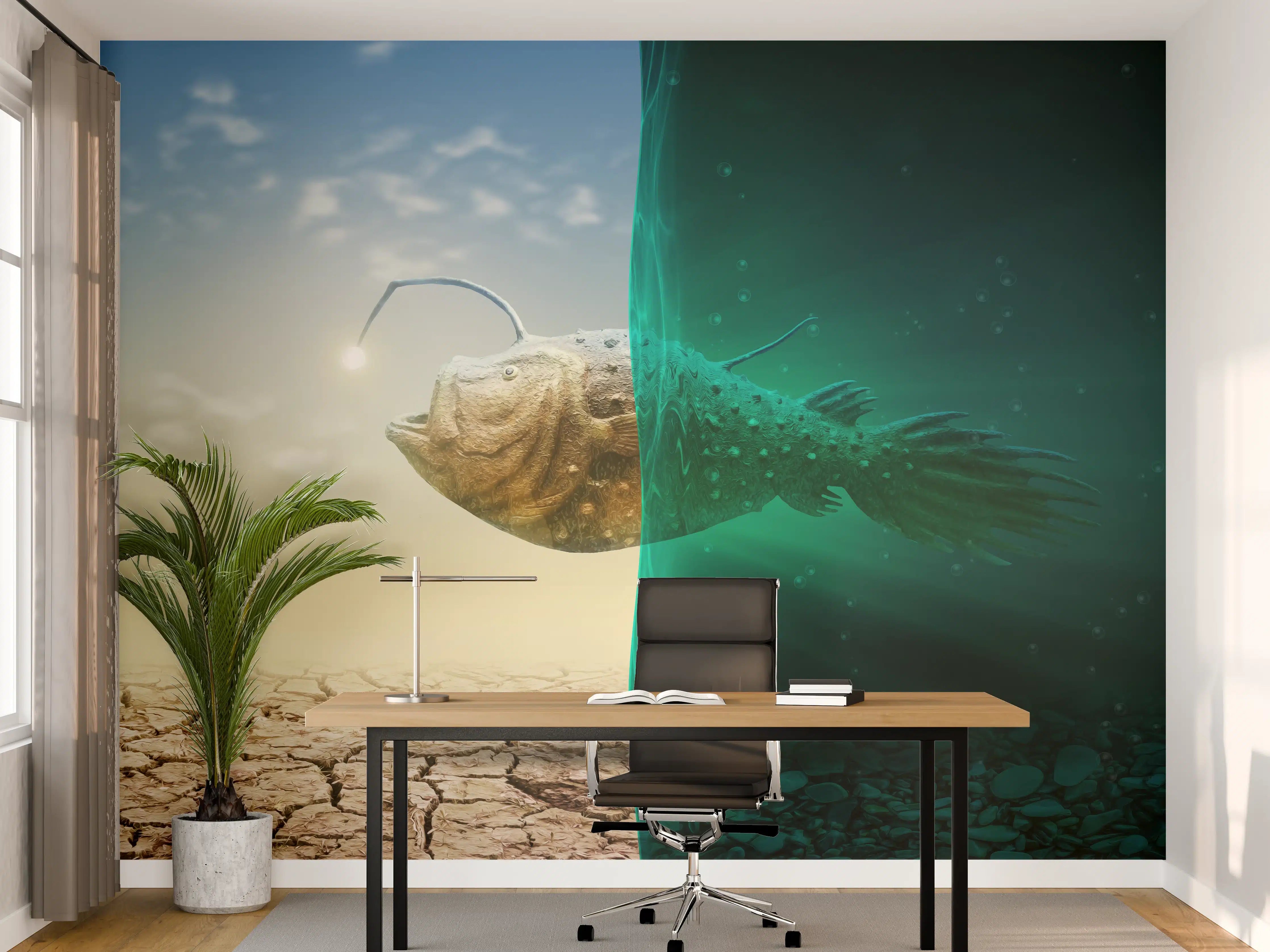 Büro Wandgestaltung - Surreale Anglerfisch Darstellung