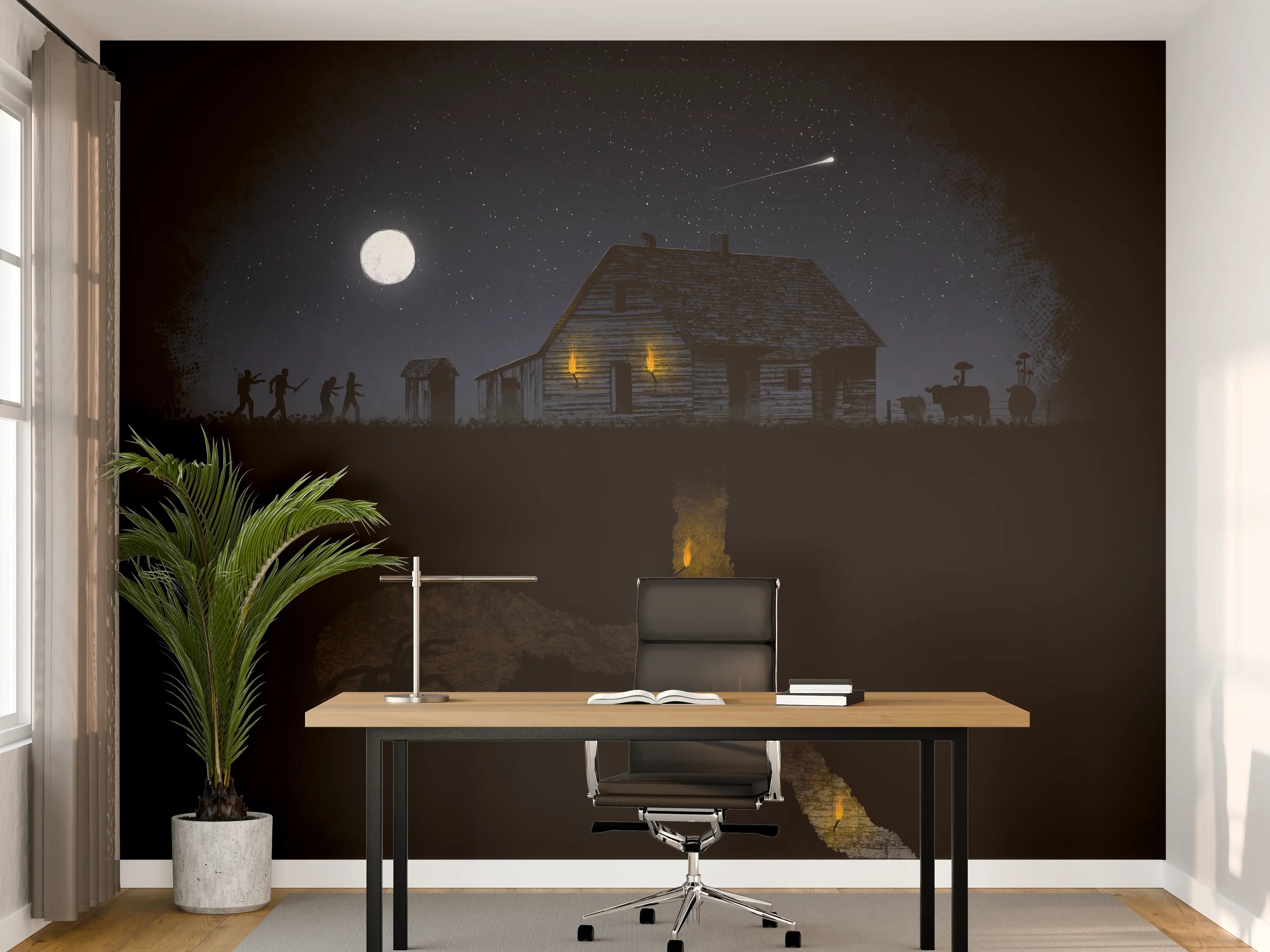 Büro Wandgestaltung - Surreale Nachthimmel Komposition
