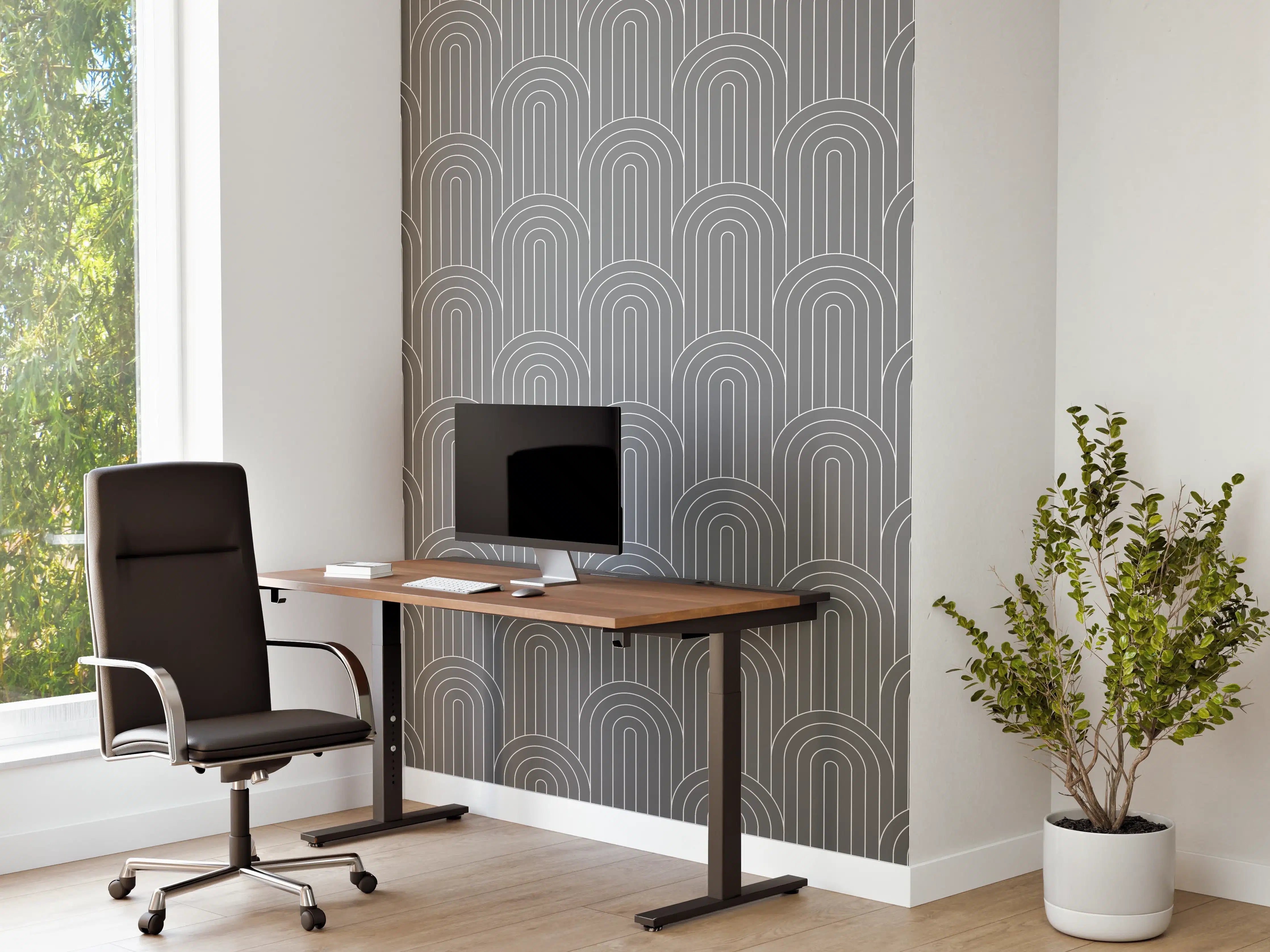 Büro Wandgestaltung - Symmetrische Arcaden mit Piombo-Farbenspiel