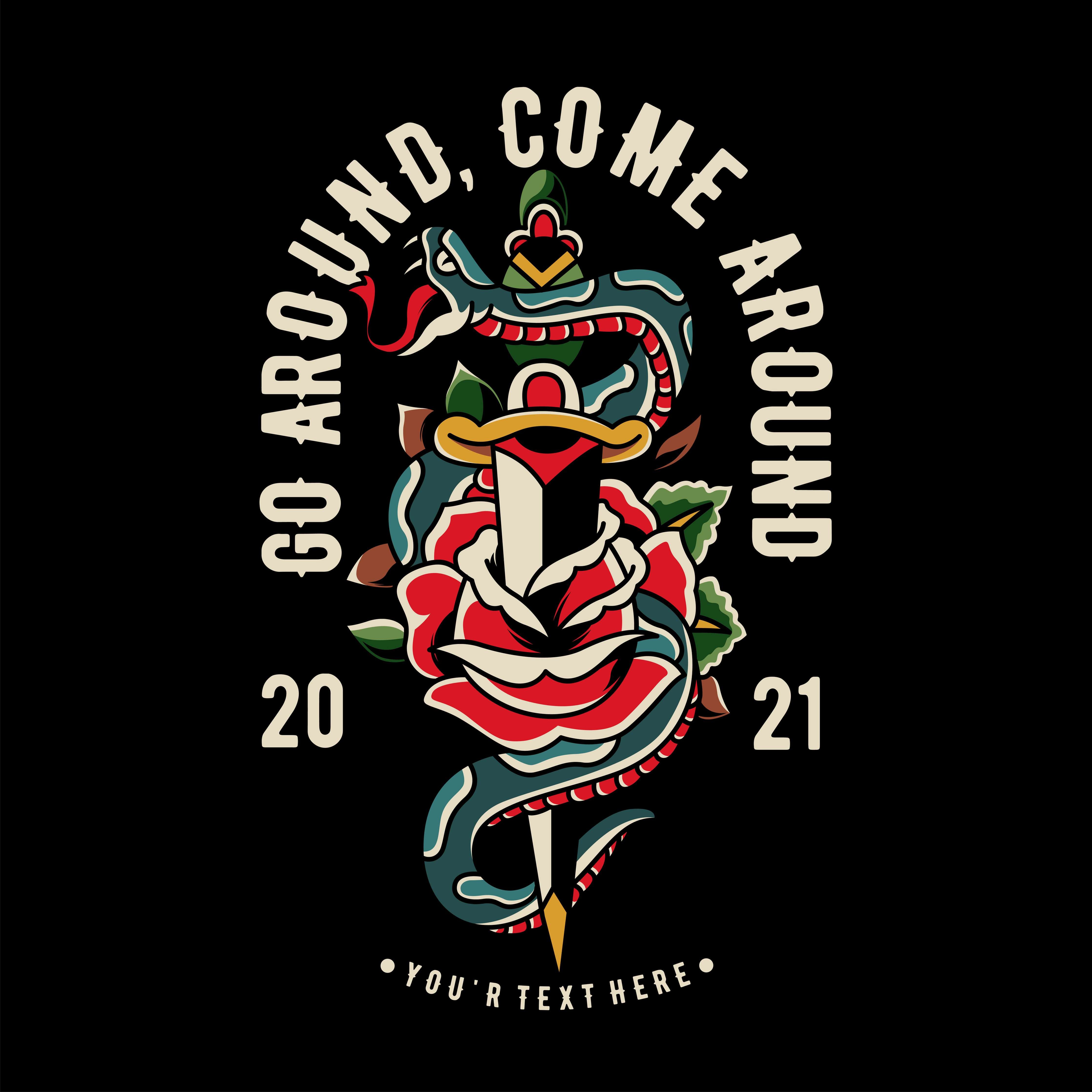 Büro Wandgestaltung-Tattoo-Inspiration mit Schlange und Rose