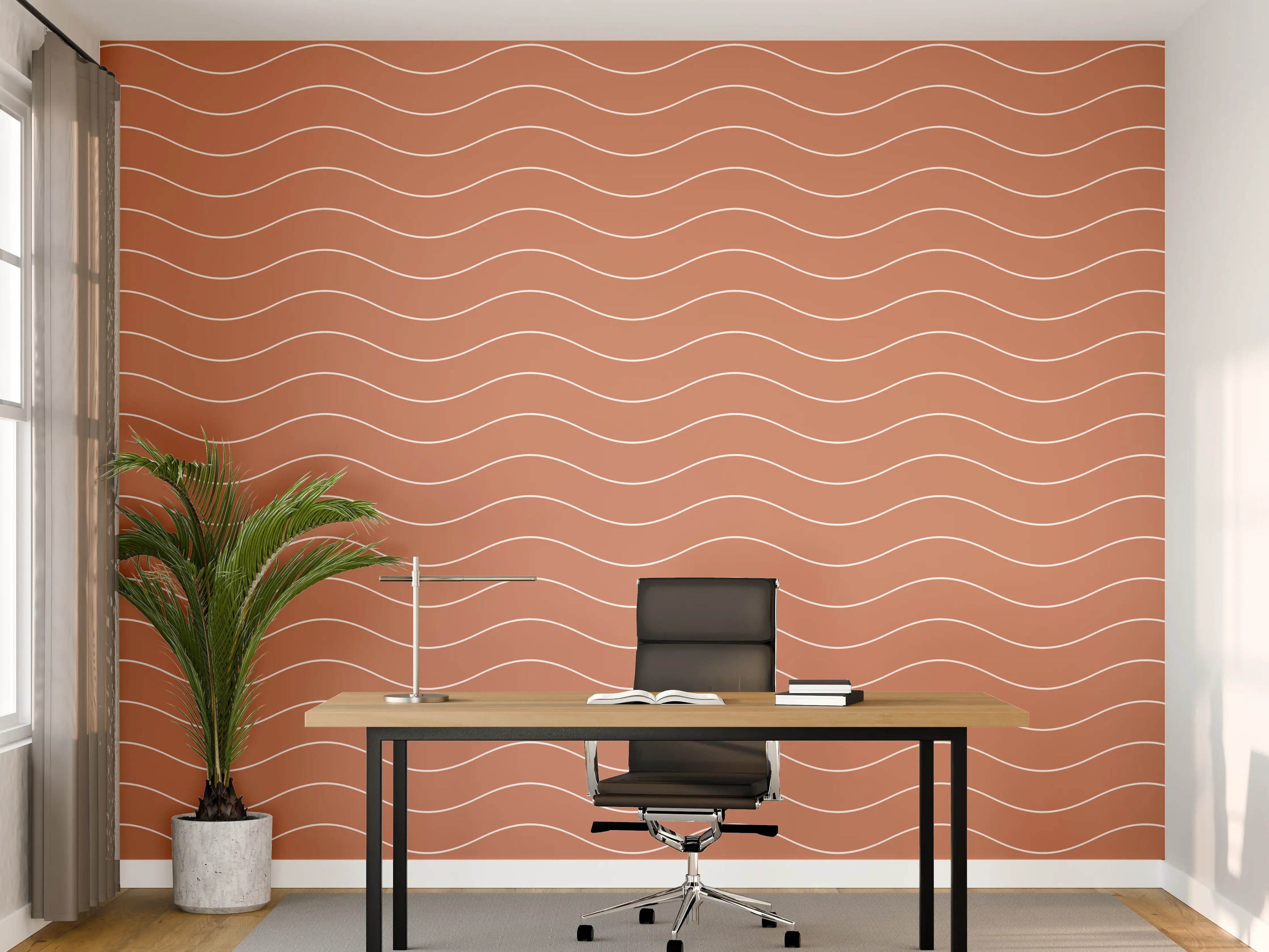 Büro Wandgestaltung - Terracotta-Wand mit Wellenmuster