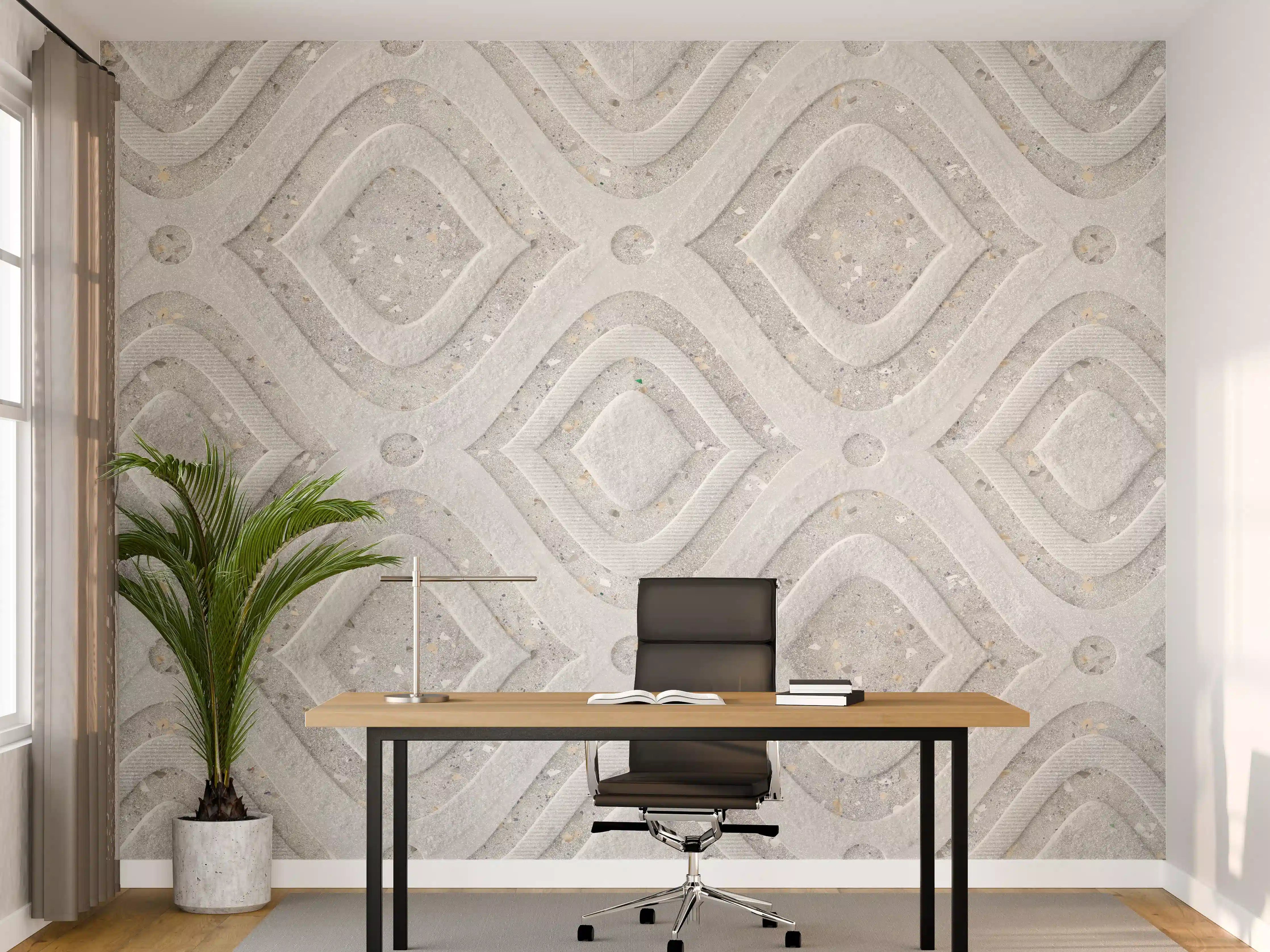 Büro Wandgestaltung - Textur im Wellenmuster - 3D Illustration
