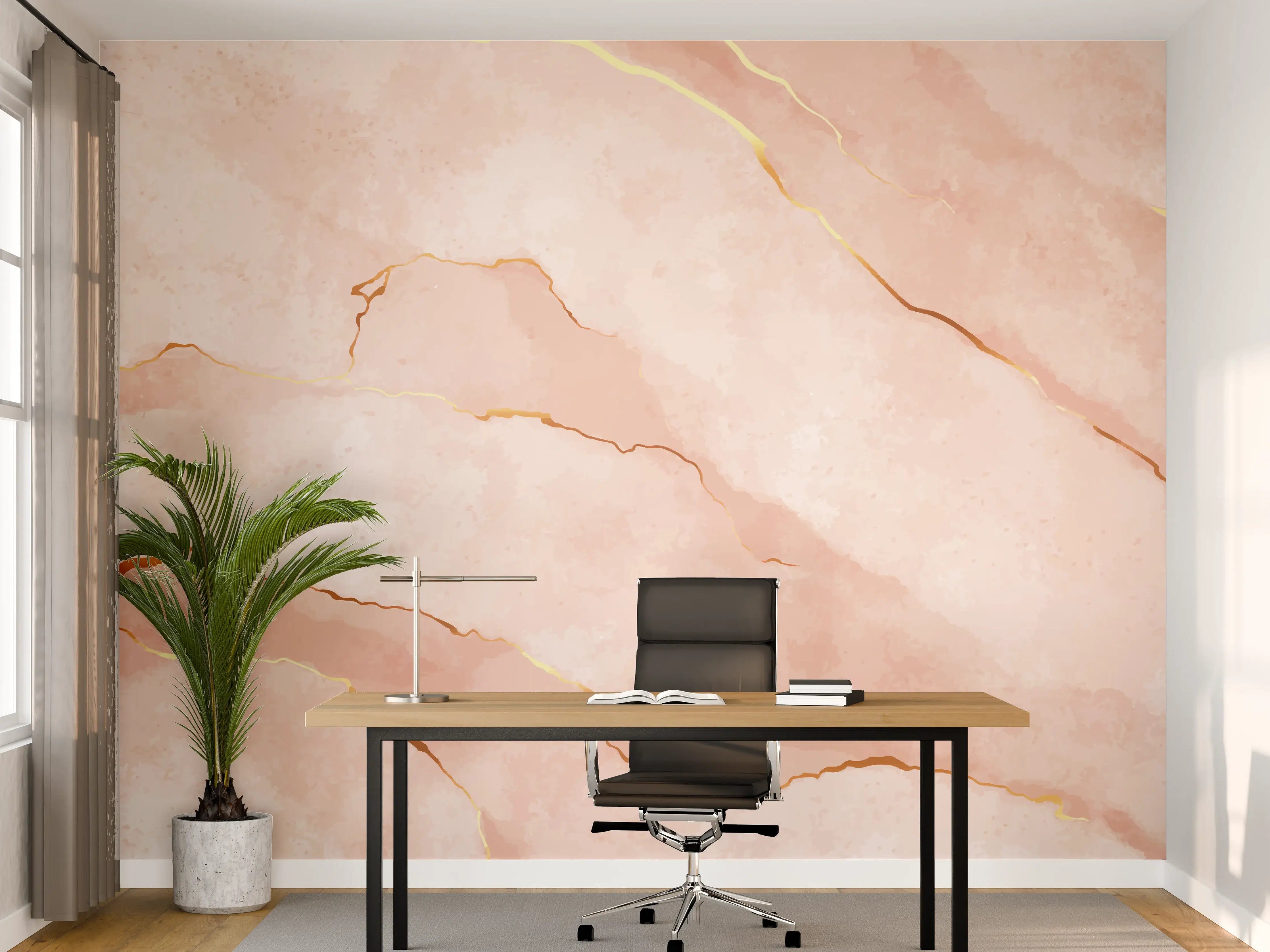 Büro Wandgestaltung - Textur in Roségold - Marmor