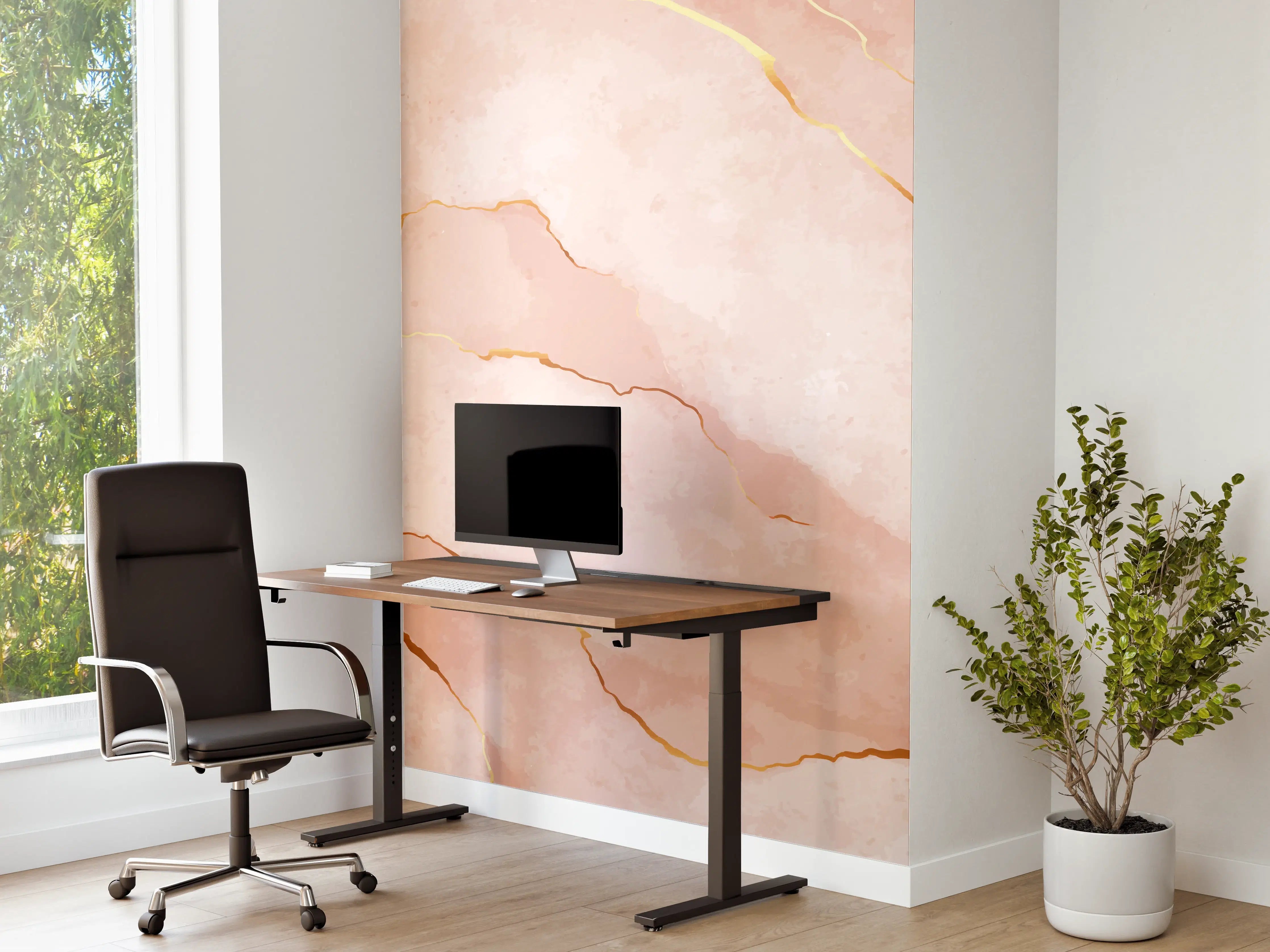Büro Wandgestaltung - Textur in Roségold - Marmor