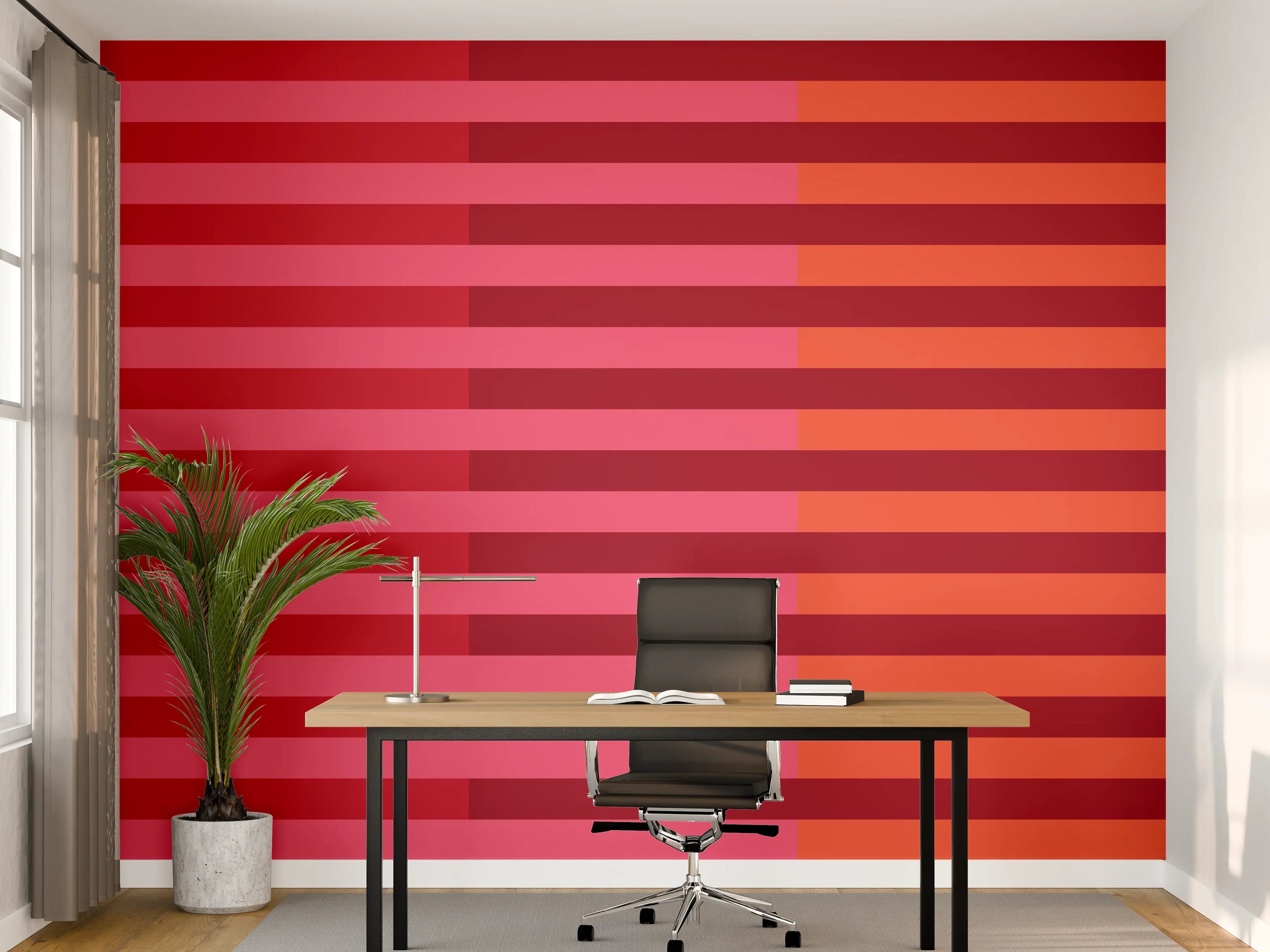 Büro Wandgestaltung - The Reds - Multy Stripes - Pomegranate