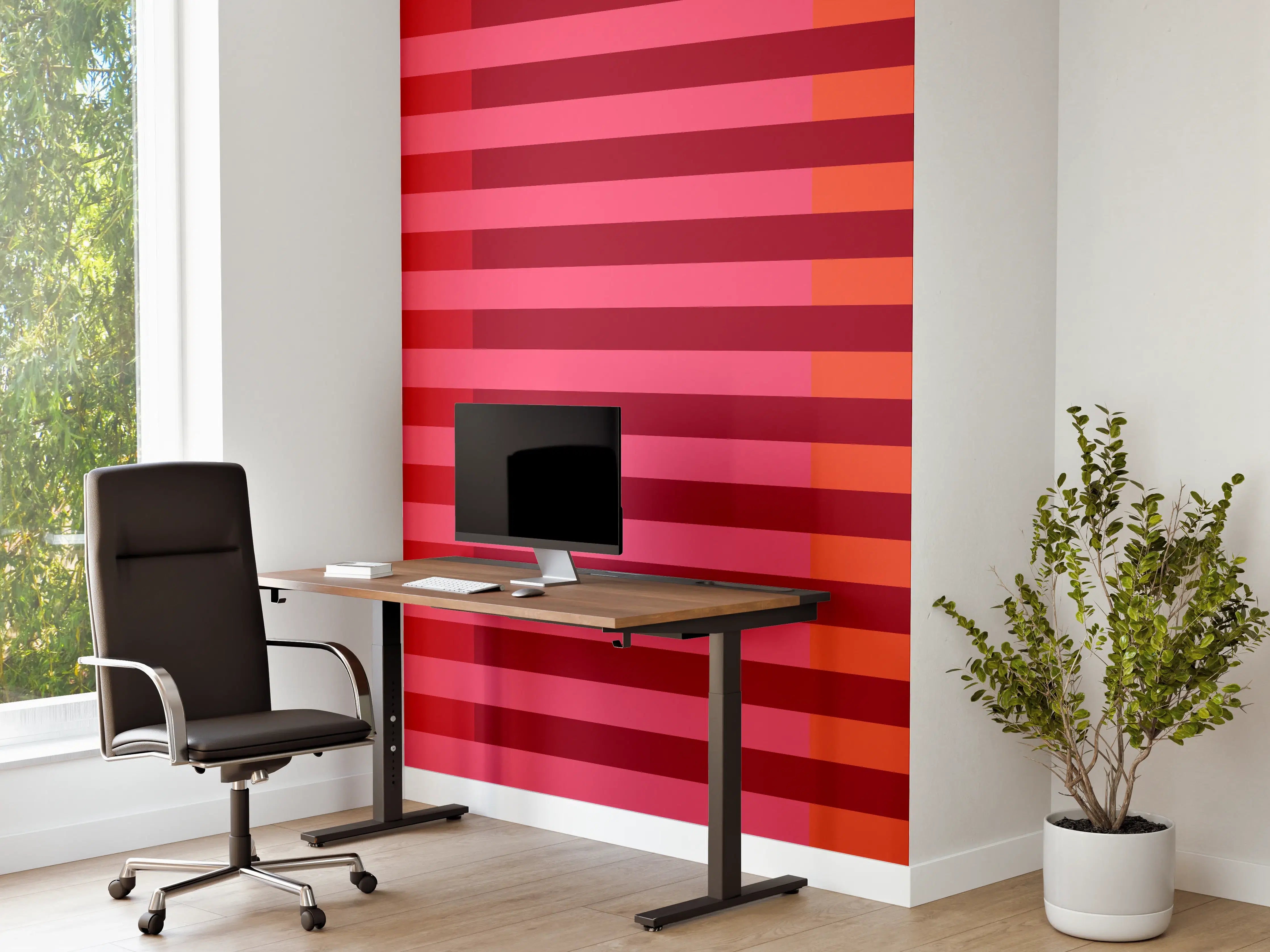 Büro Wandgestaltung - The Reds - Multy Stripes - Pomegranate