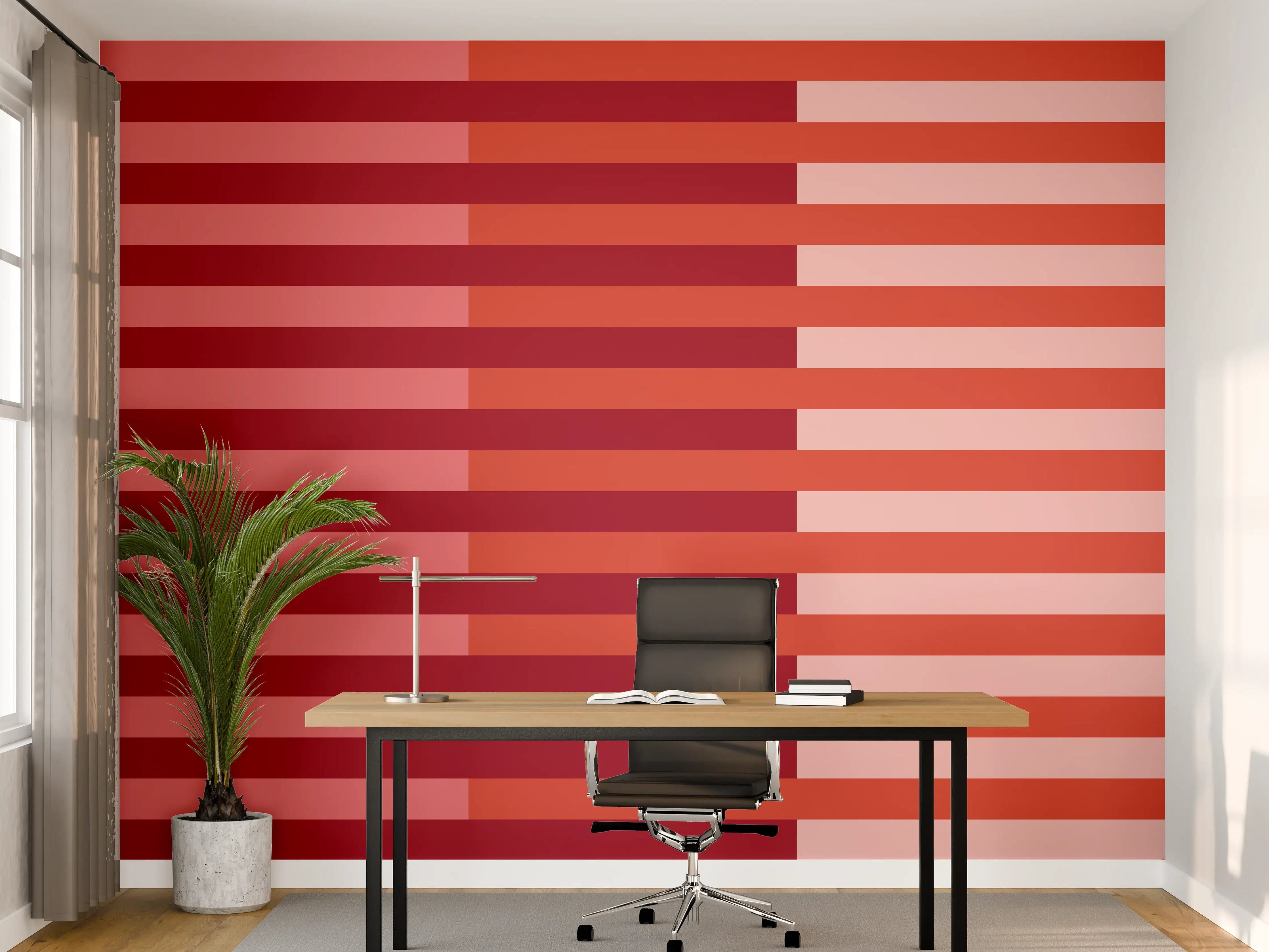 Büro Wandgestaltung - The Reds - Multy Stripes - Tomato