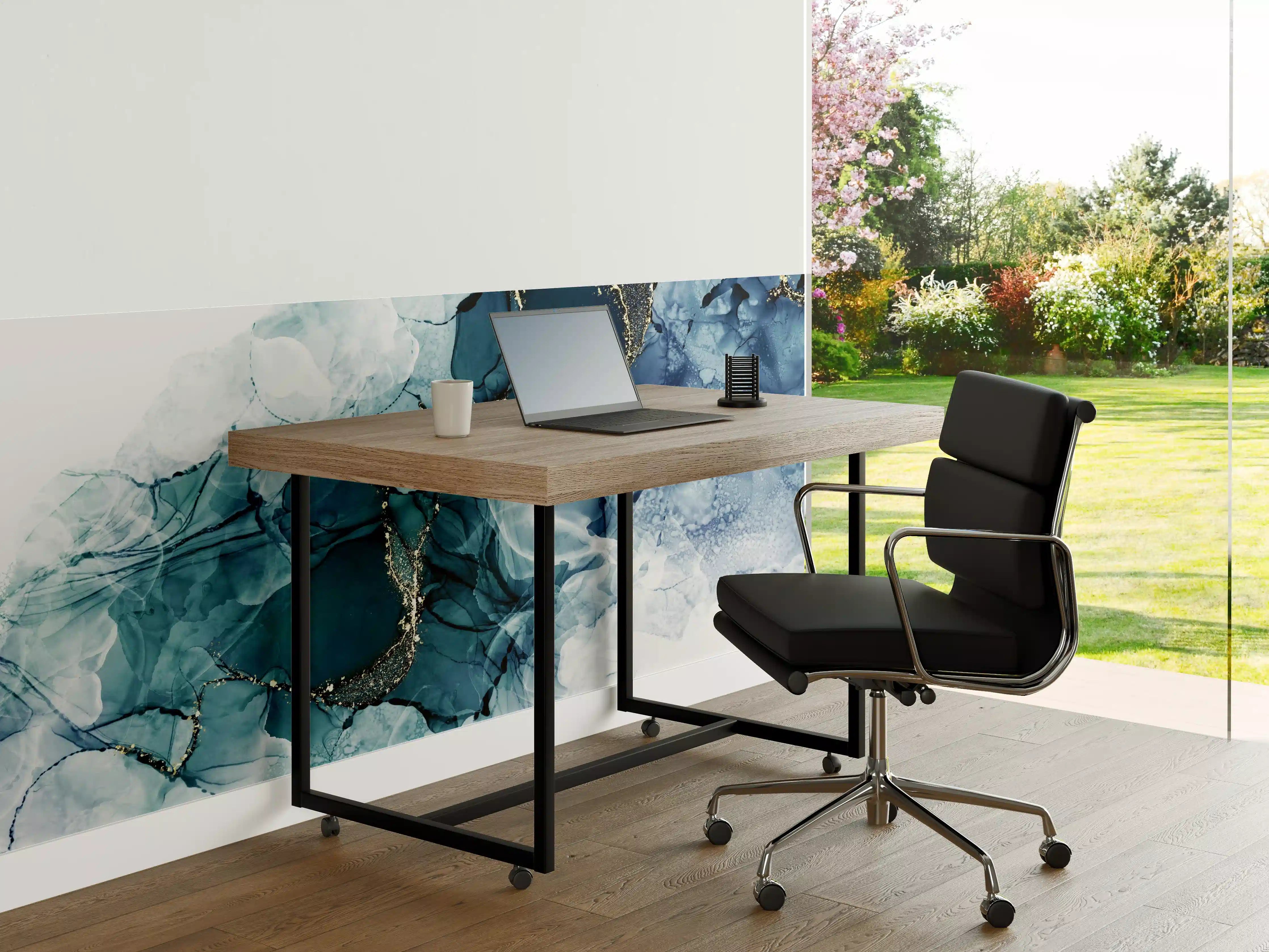 Büro Wandgestaltung - Tiefblaues Fluid-Art Design