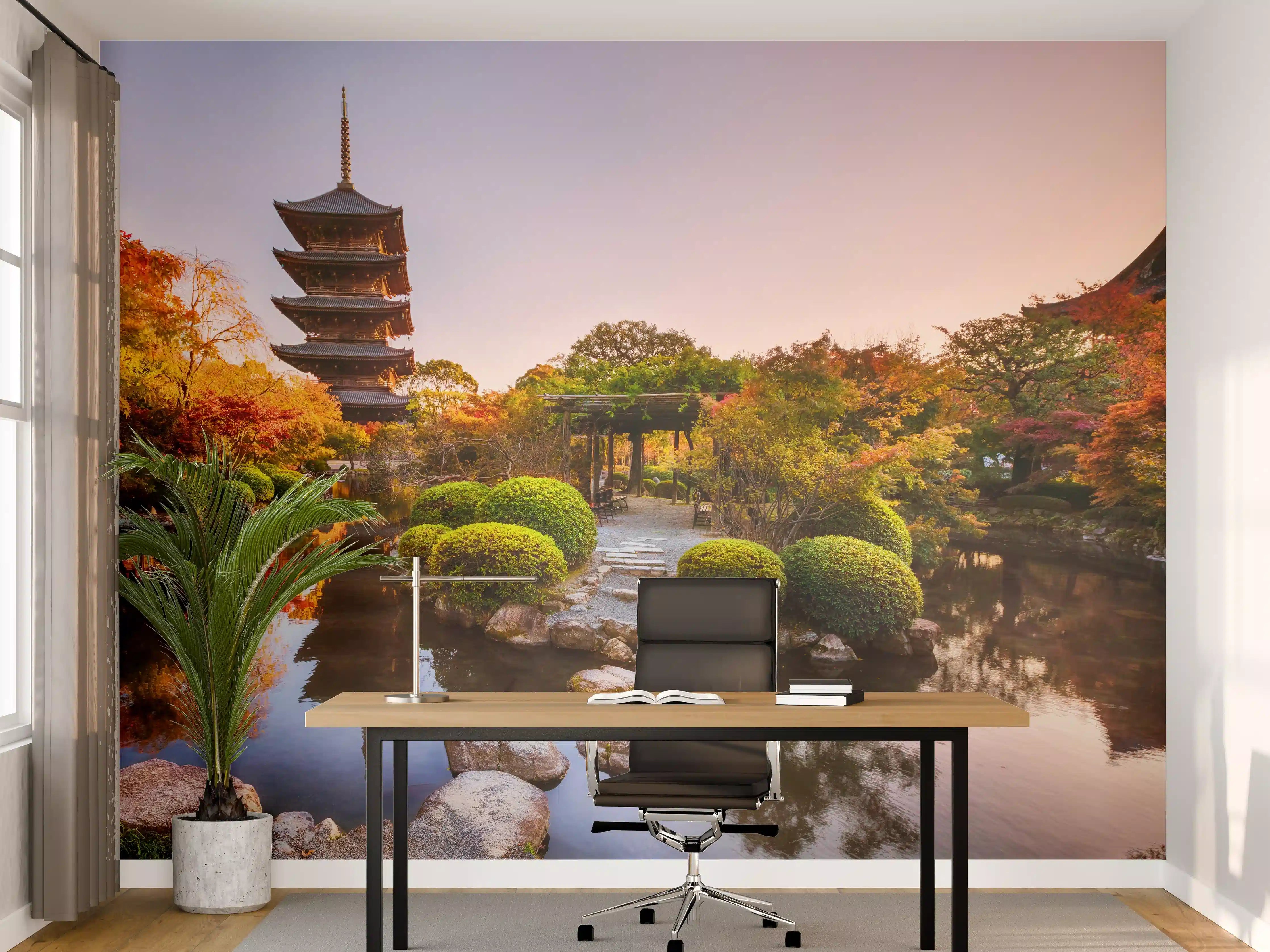 Büro Wandgestaltung - Toji-Tempel mit Garten im Herbst