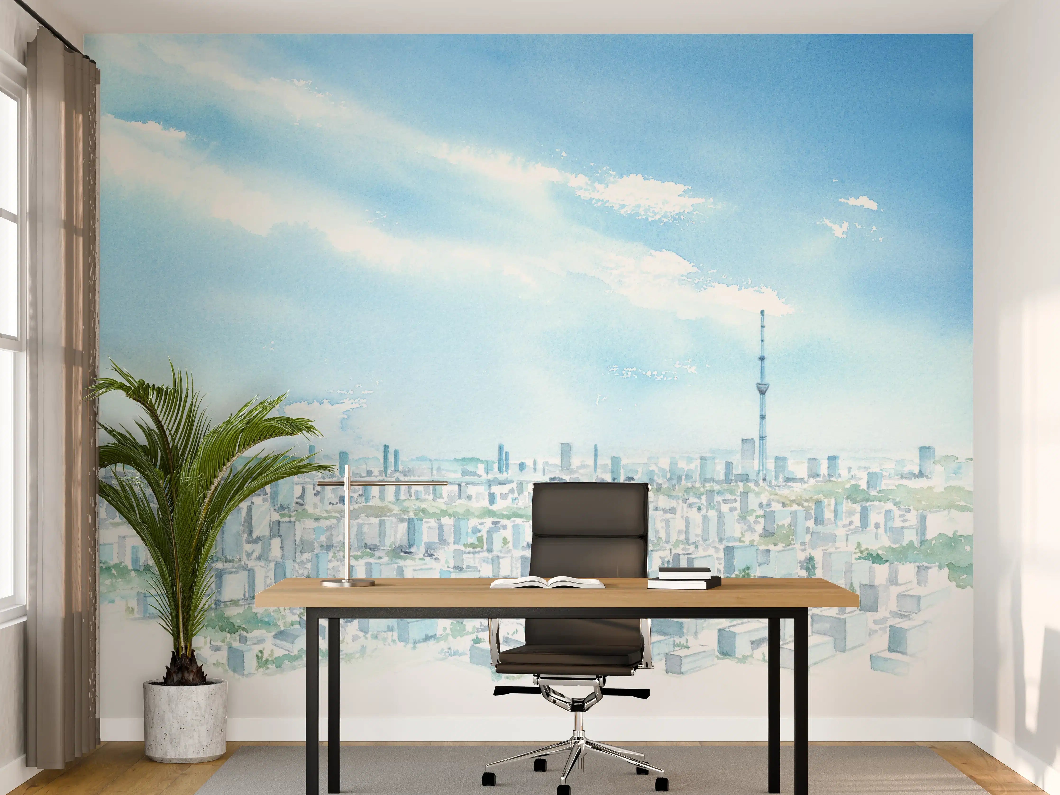 Büro Wandgestaltung - Tokyo Sky Tree Aquarellmalerei