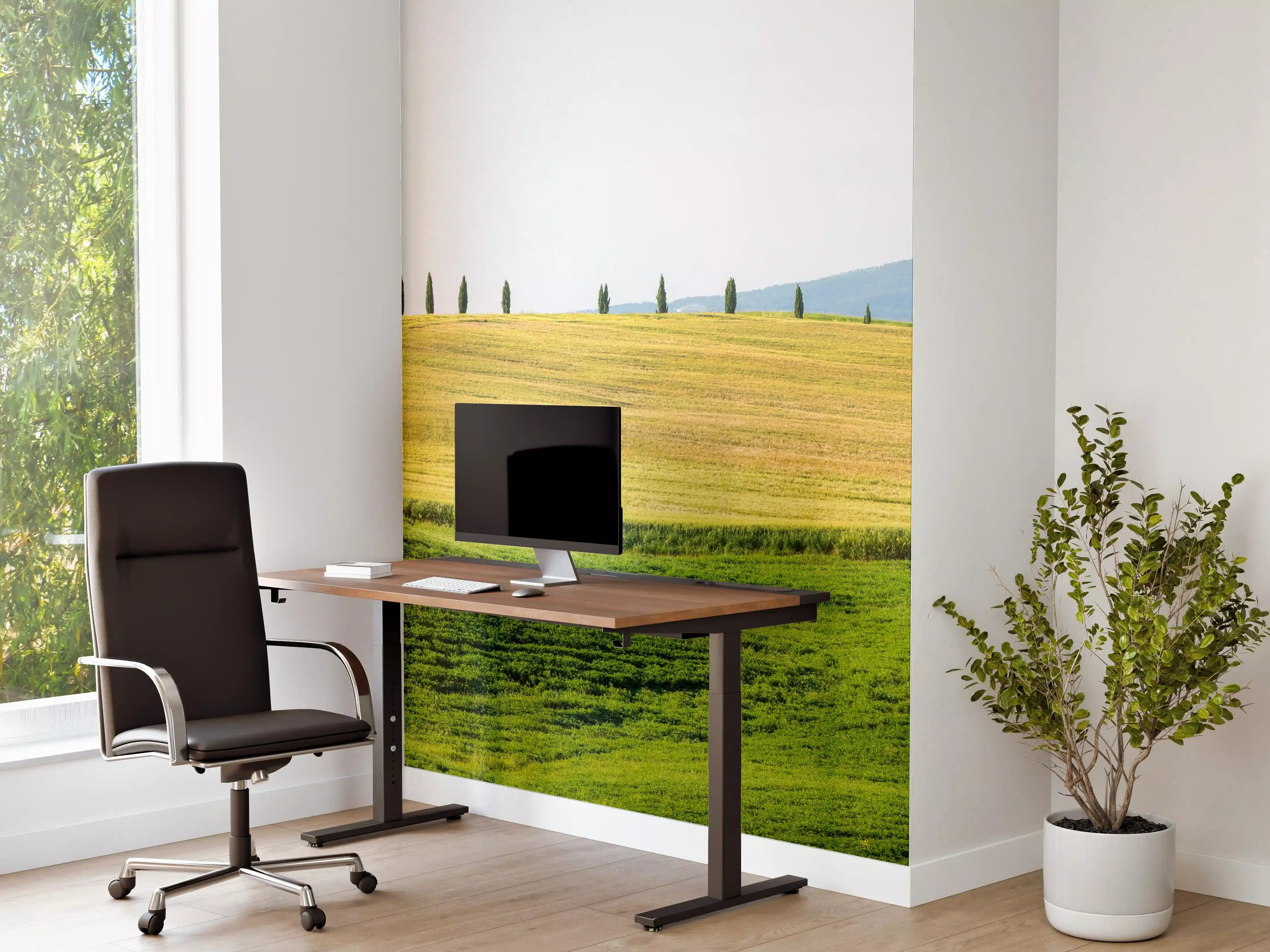 Büro Wandgestaltung - Toskana Hügel Panorama Grün-Gelb