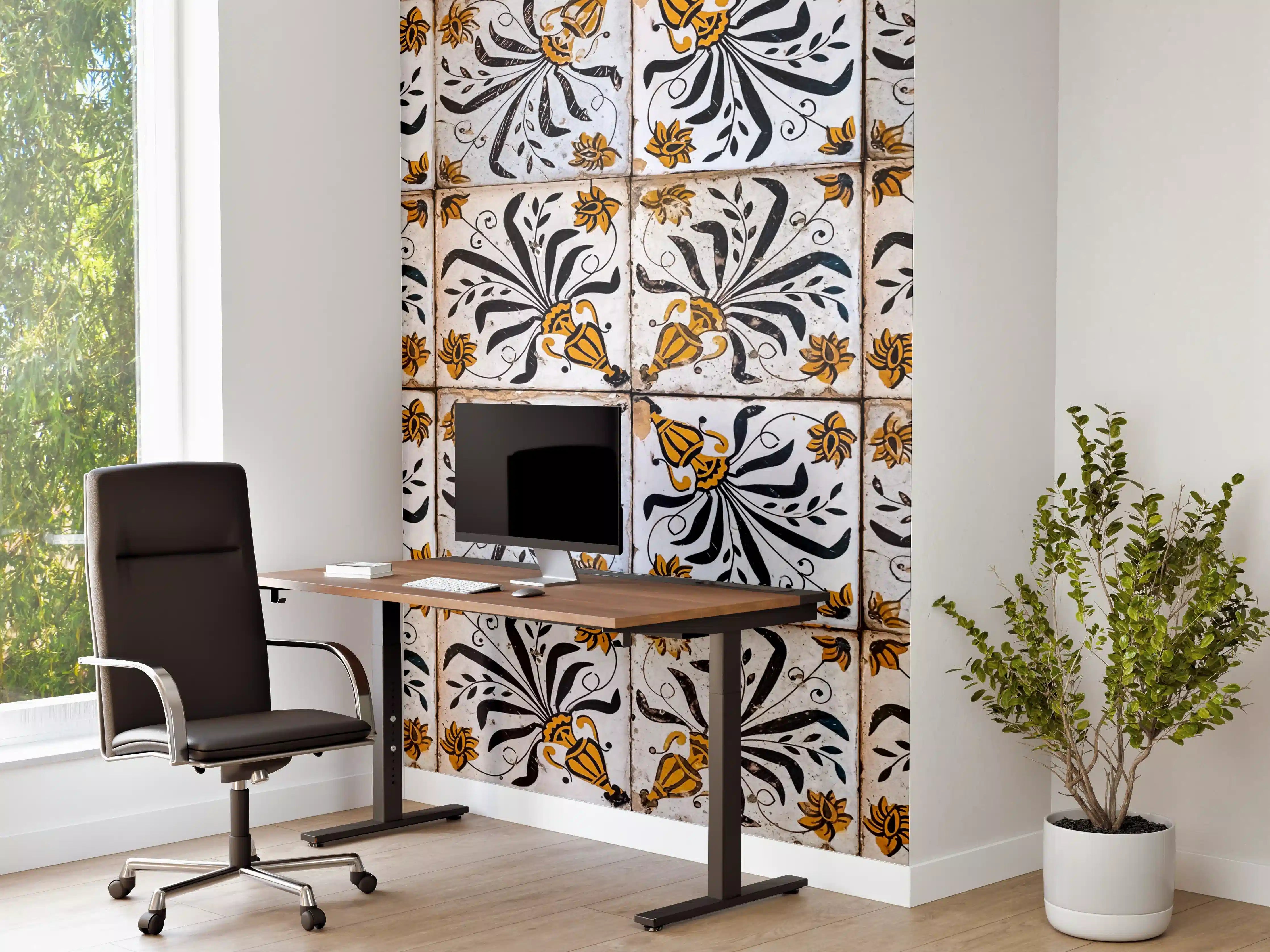 Büro Wandgestaltung - Traditionelle Fliesen mit floralen Mustern