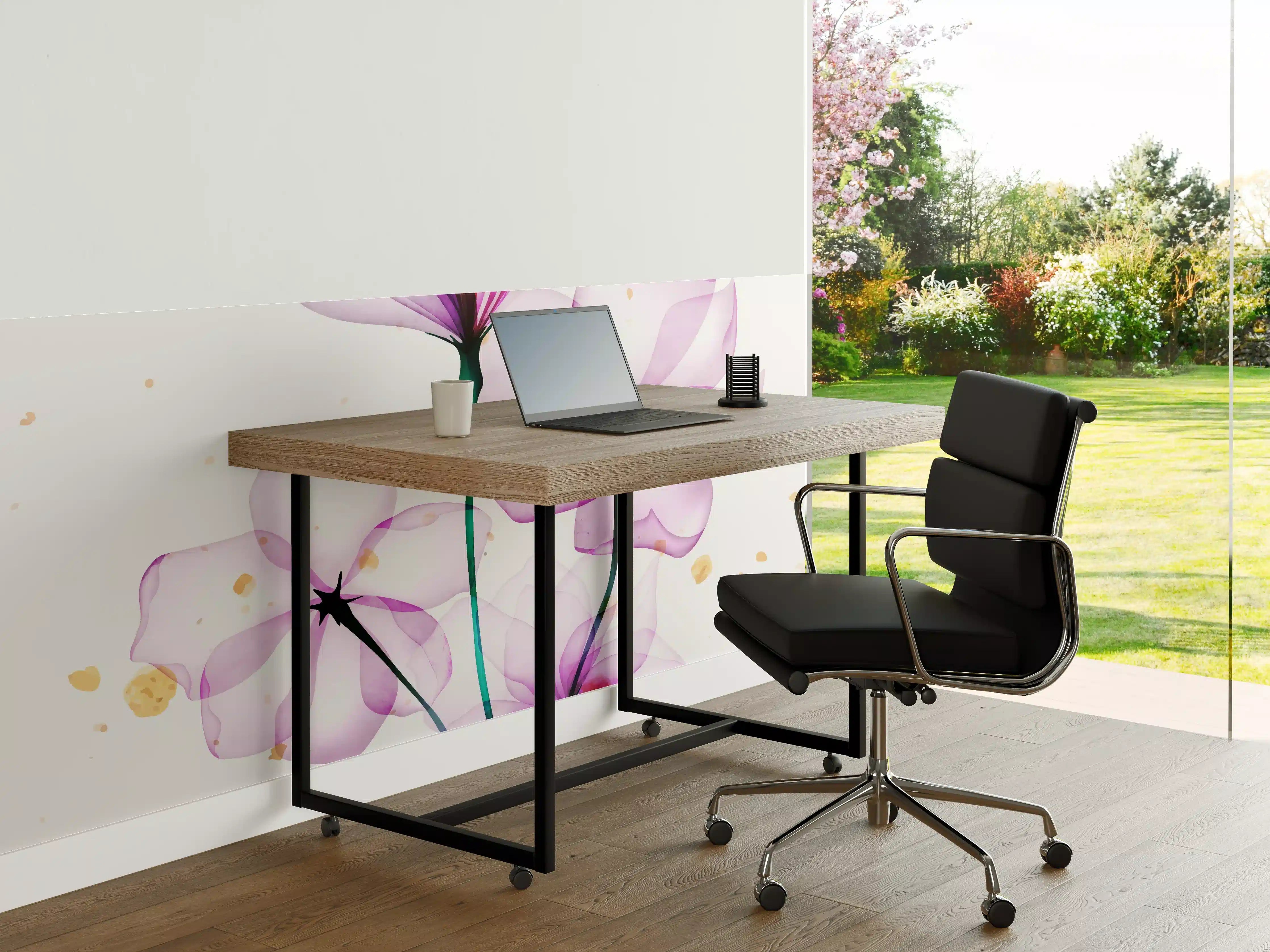 Büro Wandgestaltung - Transluzente Blüten Aquarell-Effekt