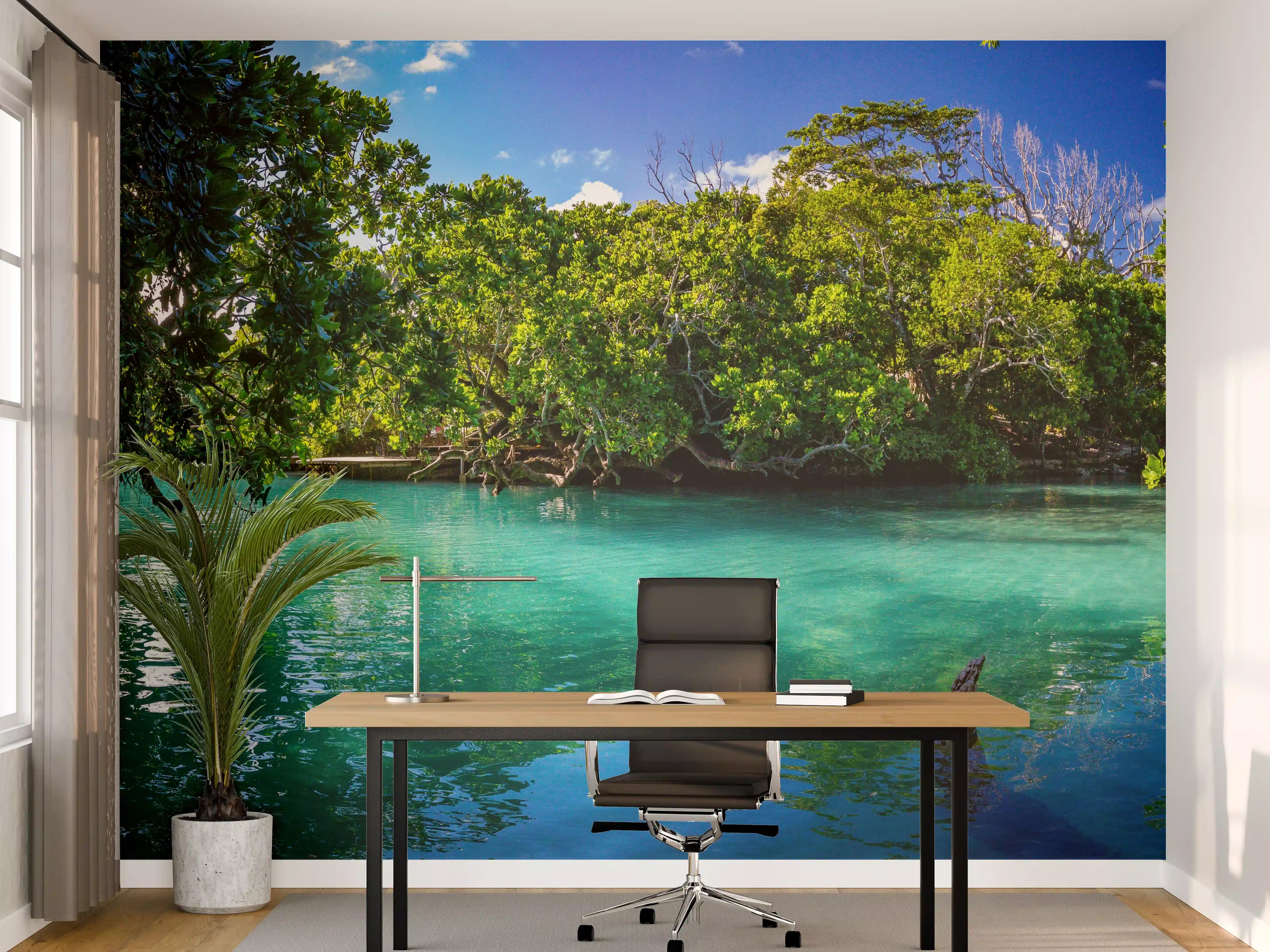 Büro Wandgestaltung - Traumhafter See im Wald - Indonesien