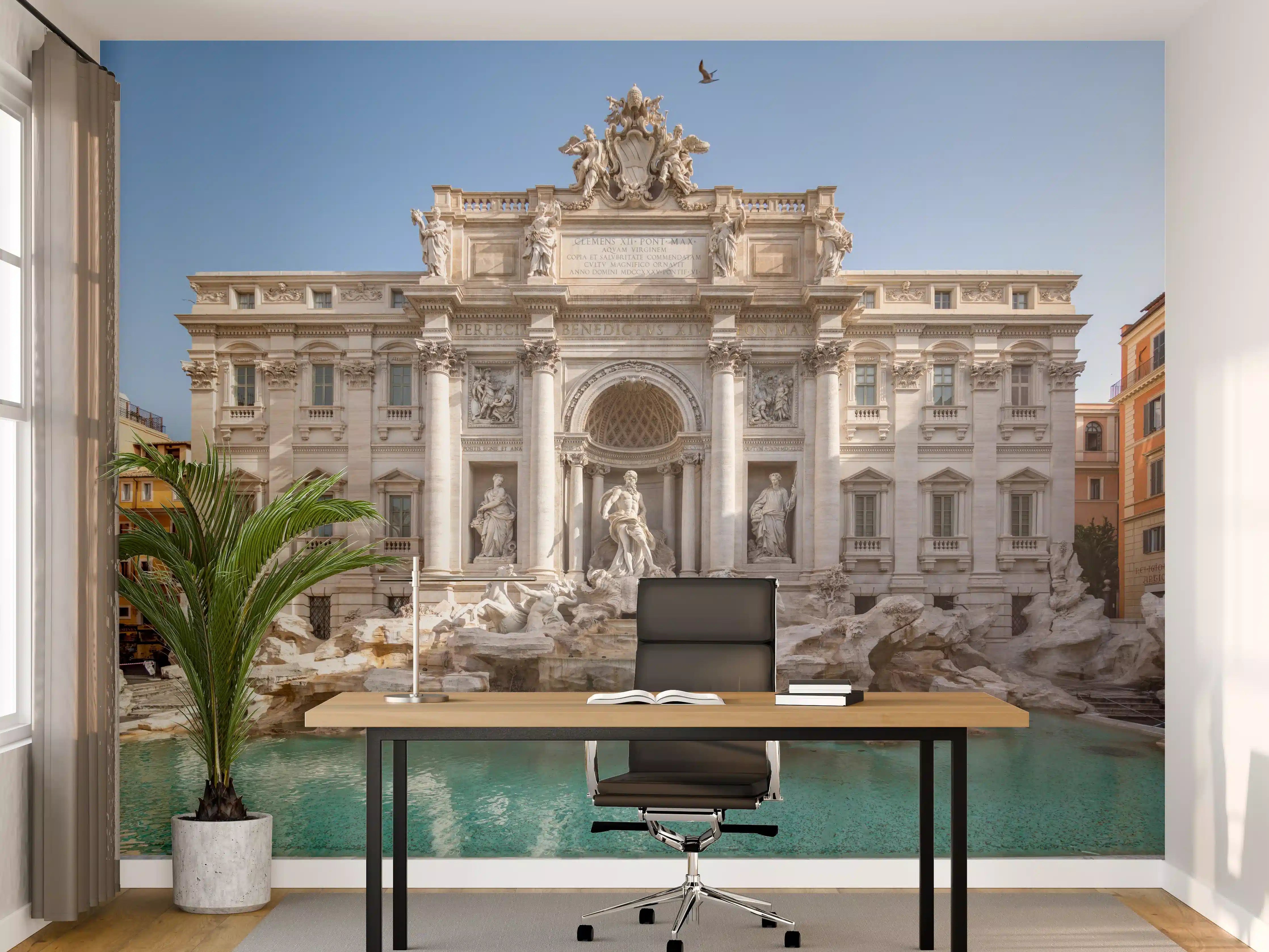 Büro Wandgestaltung - Trevi-Brunnen am Morgen in Rom
