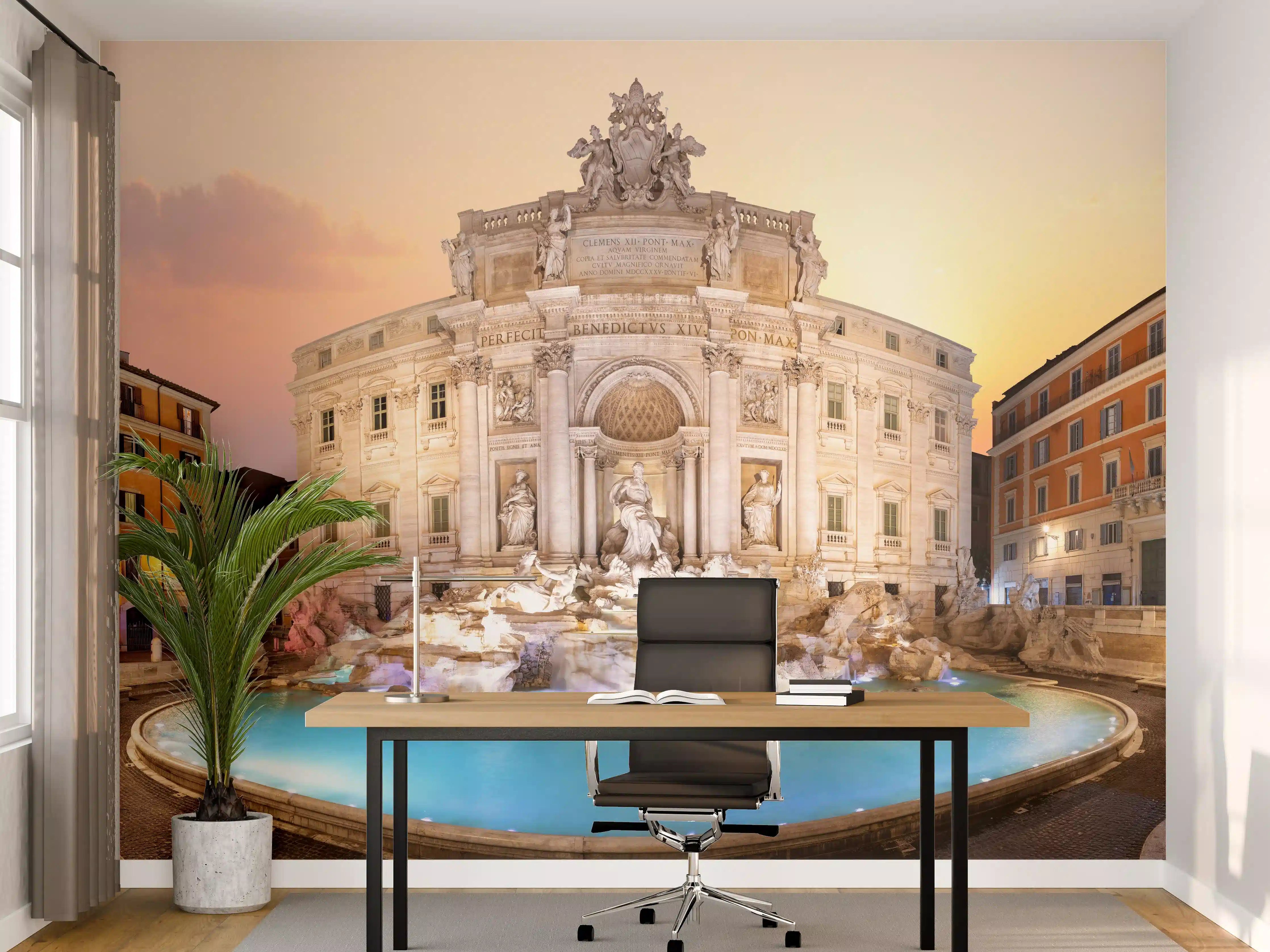 Büro Wandgestaltung - Trevi-Brunnen bei Sonnenaufgang