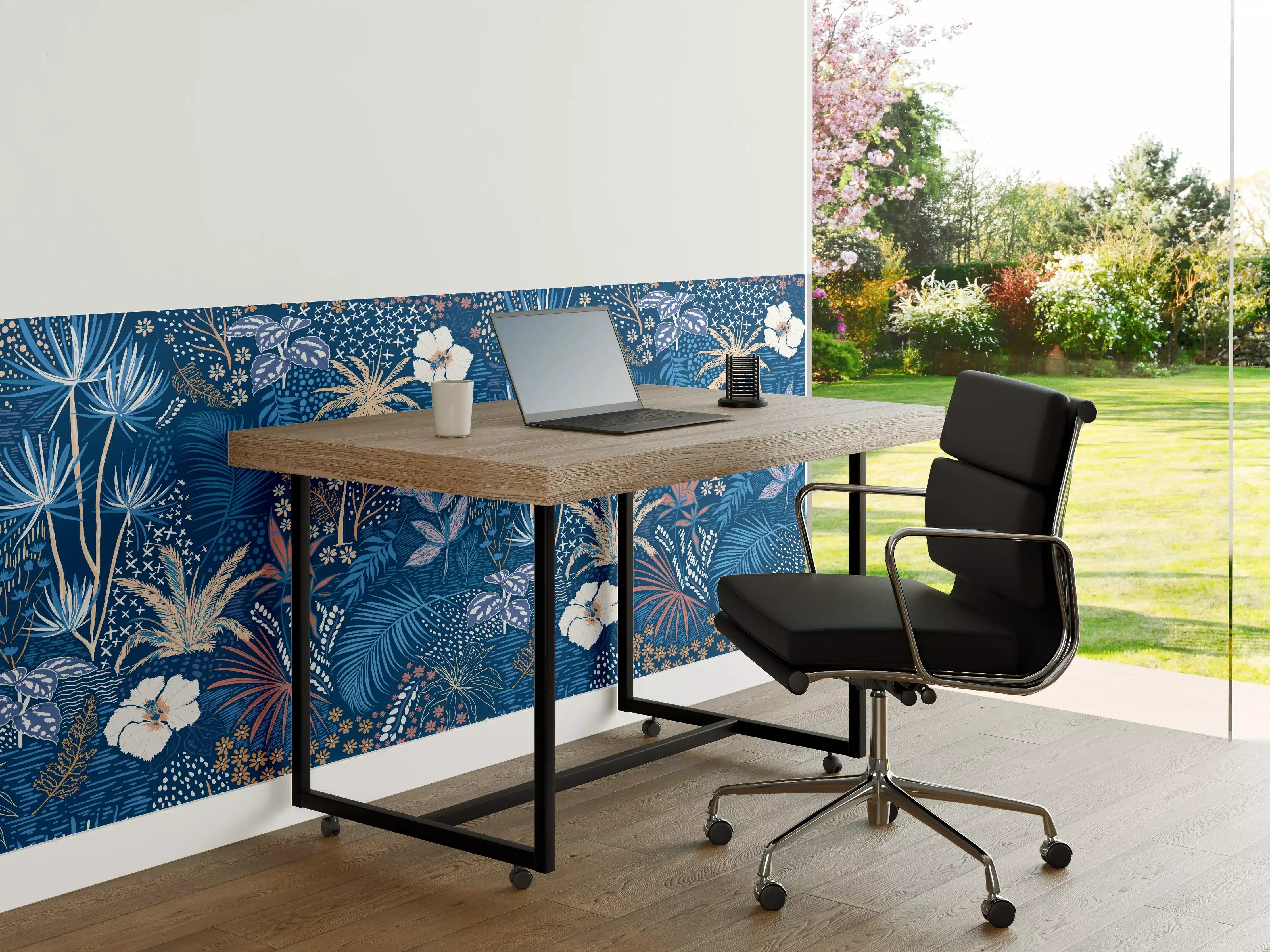 Büro Wandgestaltung - Tropische Azurblätter