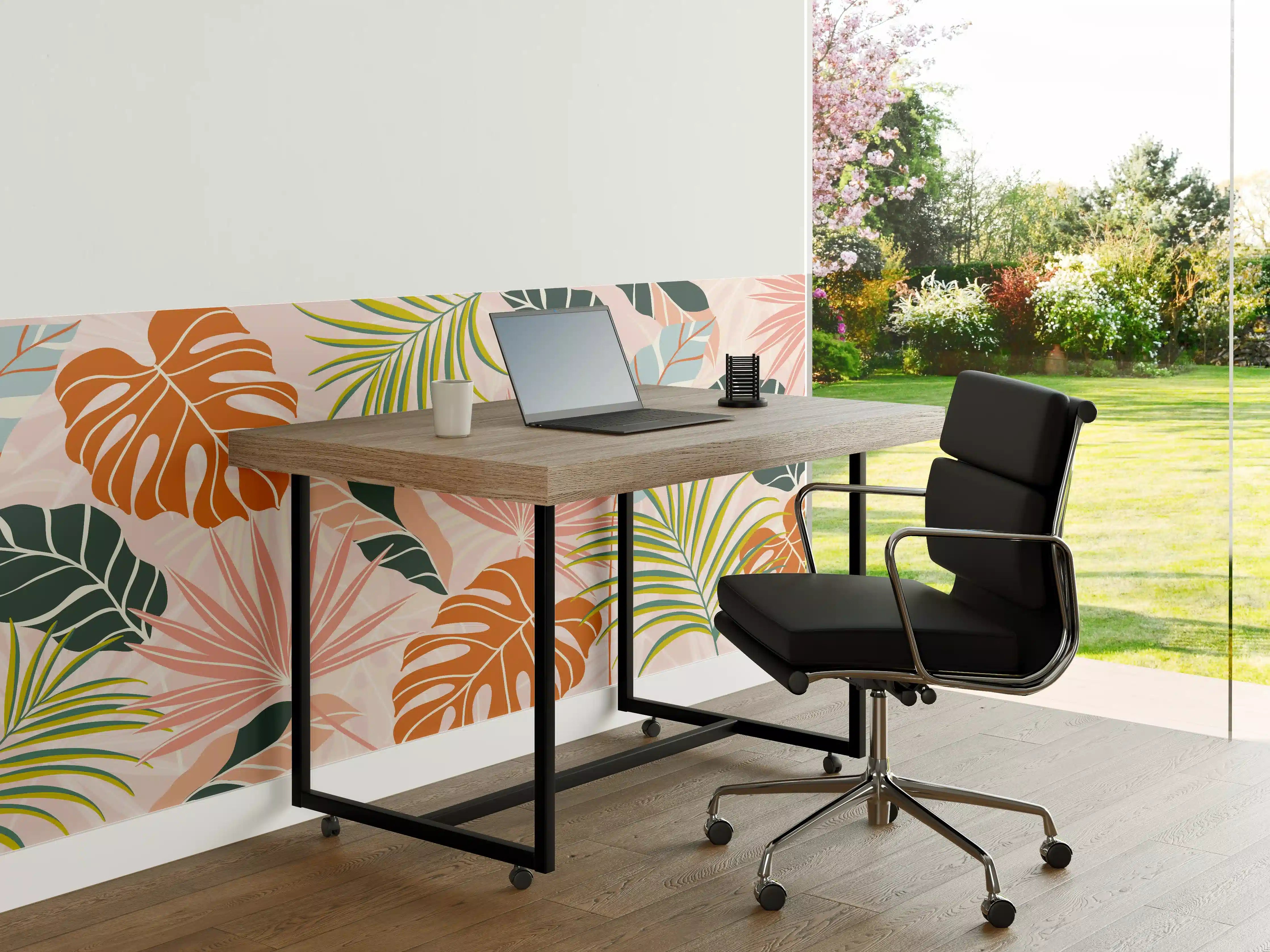 Büro Wandgestaltung - Tropische Blätter Pastell Tapete