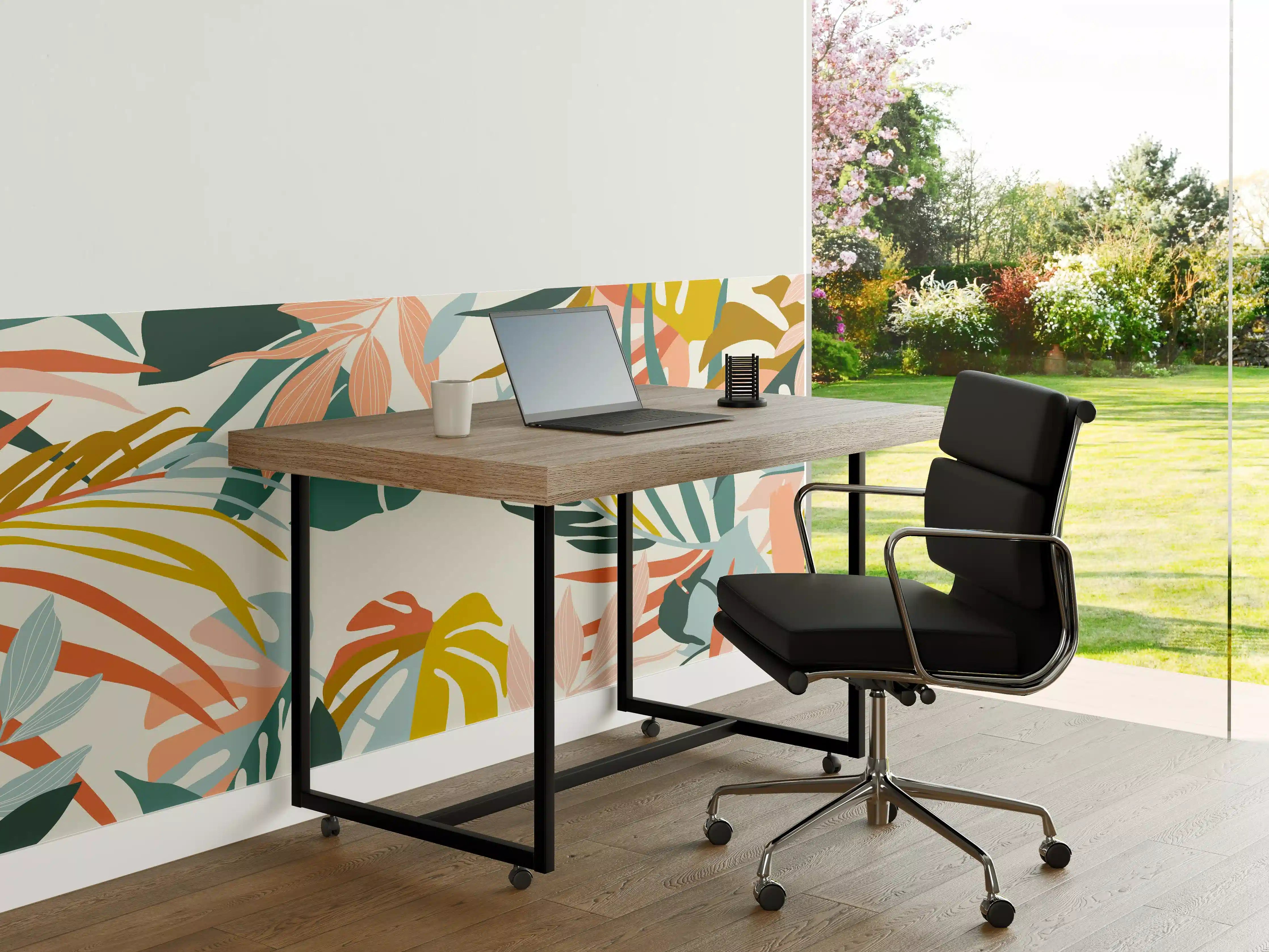 Büro Wandgestaltung - Tropische Blatt Illustration Pastell