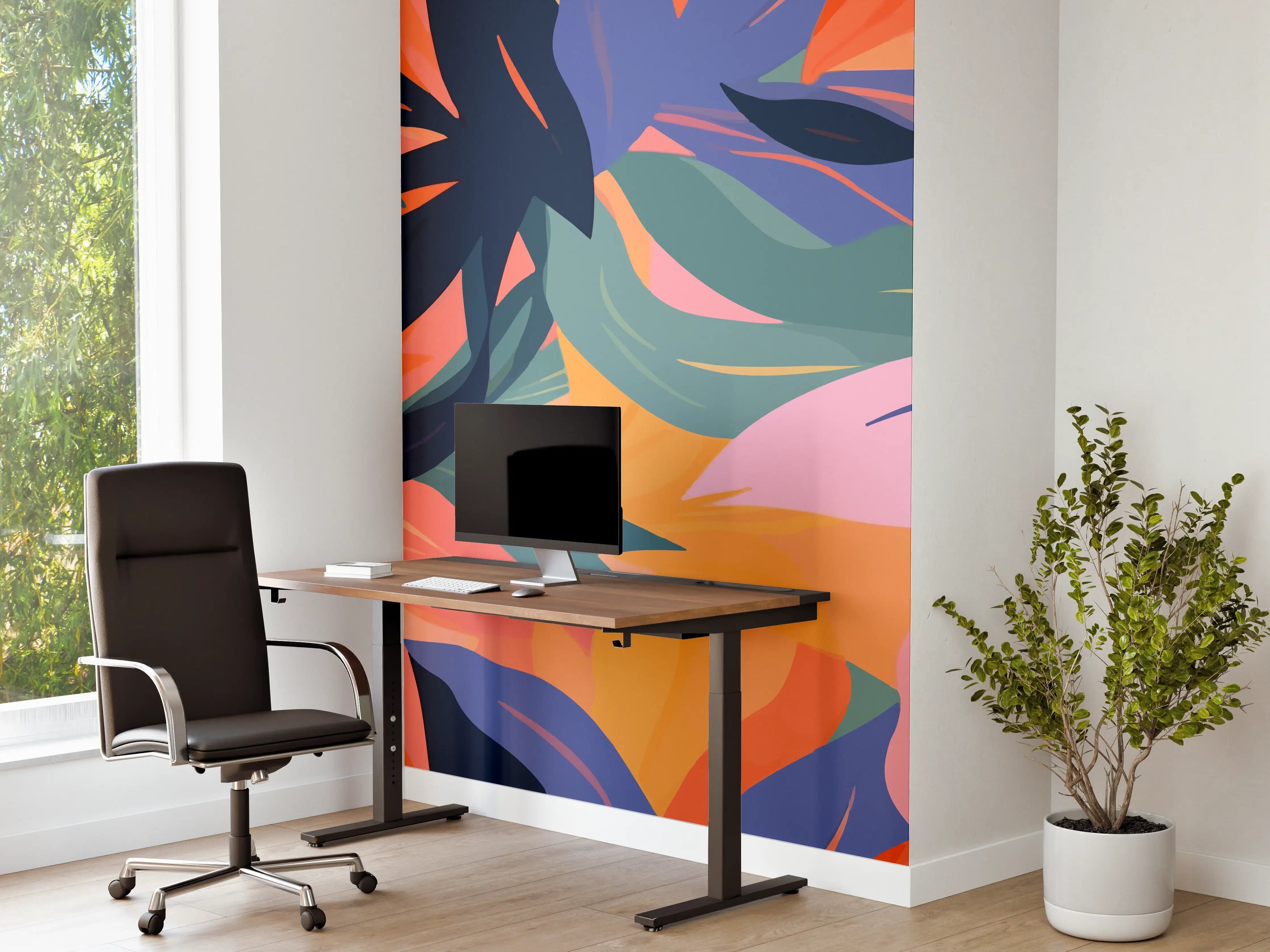 Büro Wandgestaltung - Tropische Blütenblätter Bunt