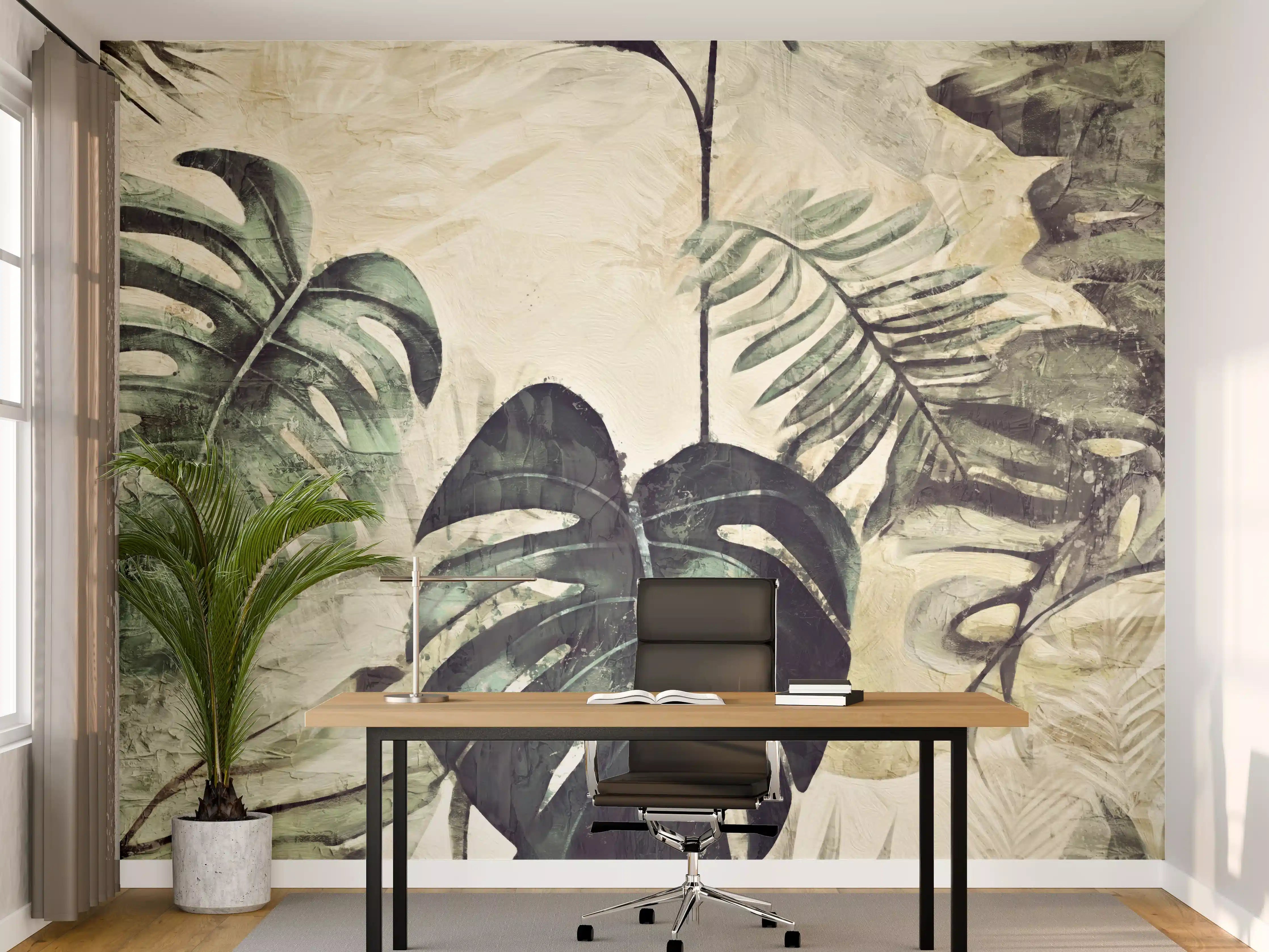 Büro Wandgestaltung - Tropische Dschungel-Grün-Kunst