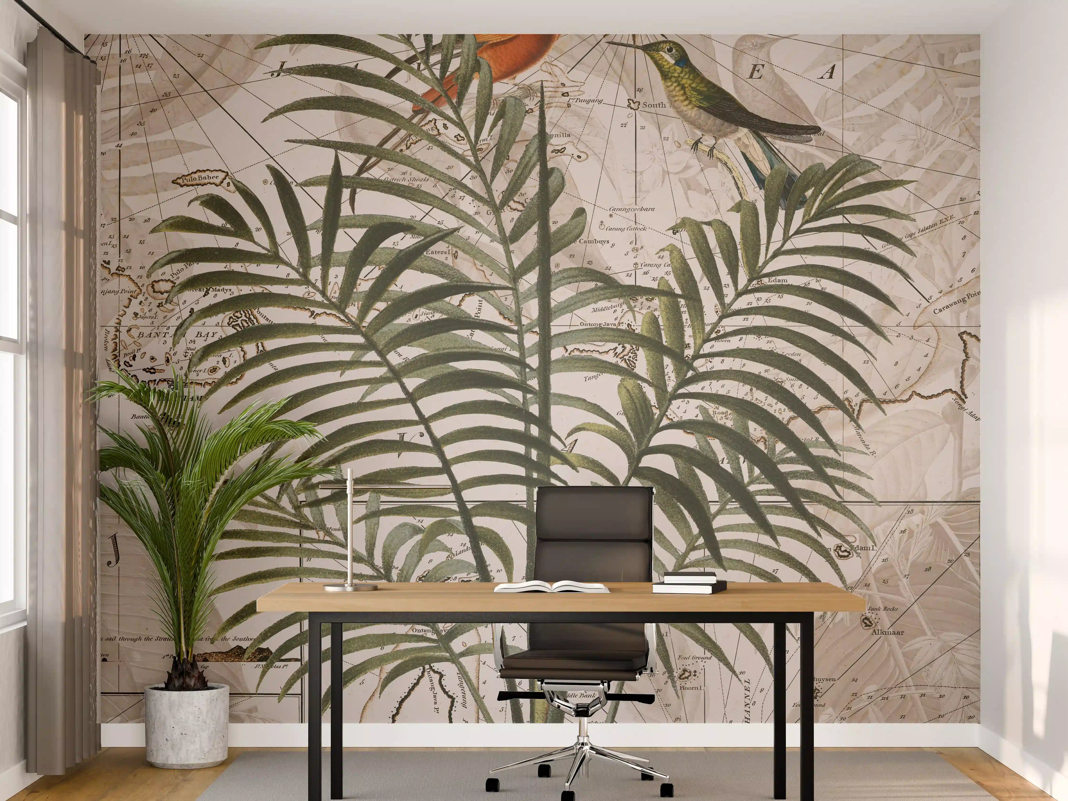 Büro Wandgestaltung - Tropische Dschungel Kartenwandkunst