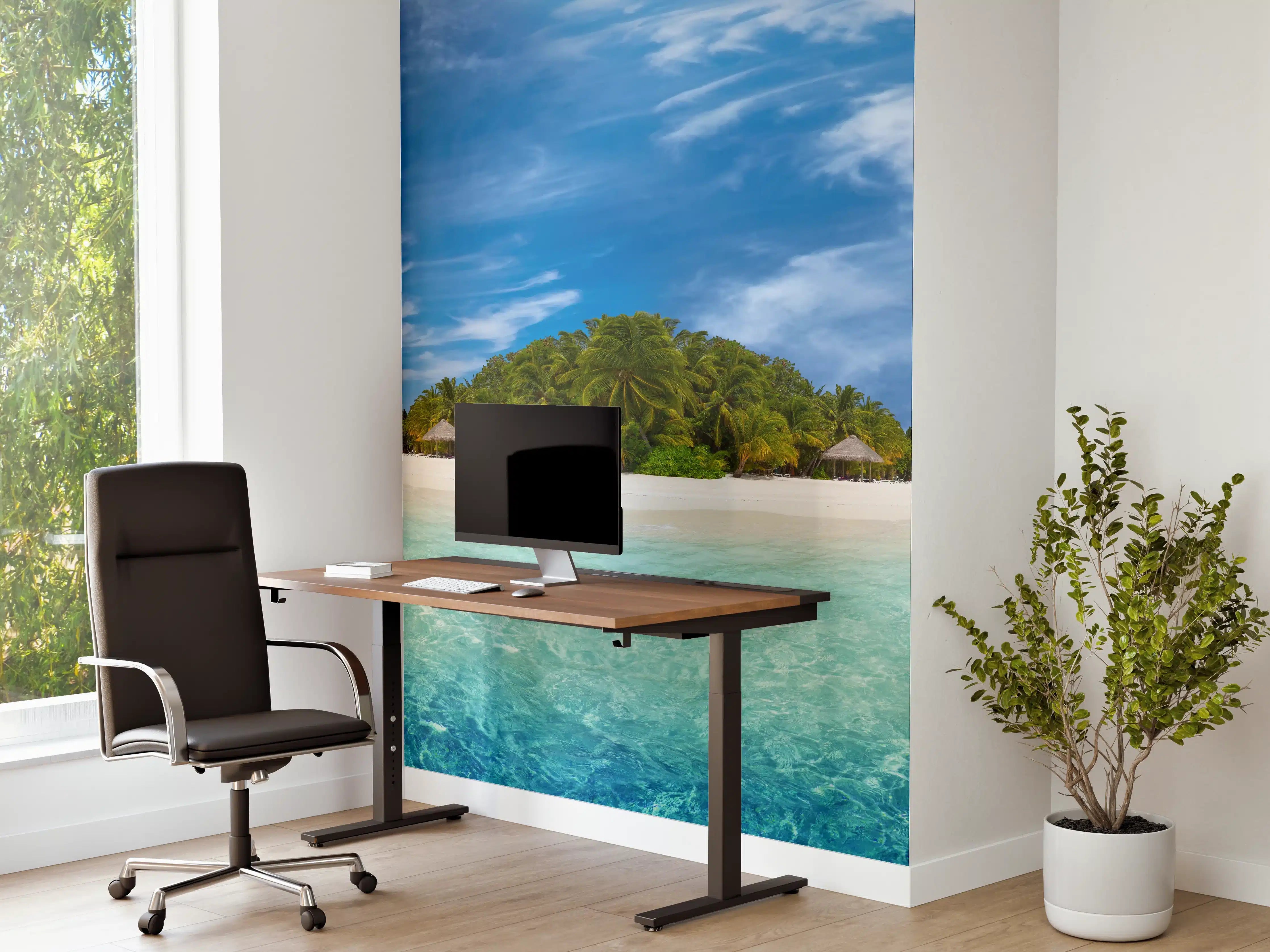 Büro Wandgestaltung - Tropische Insel mit Kokospalmen