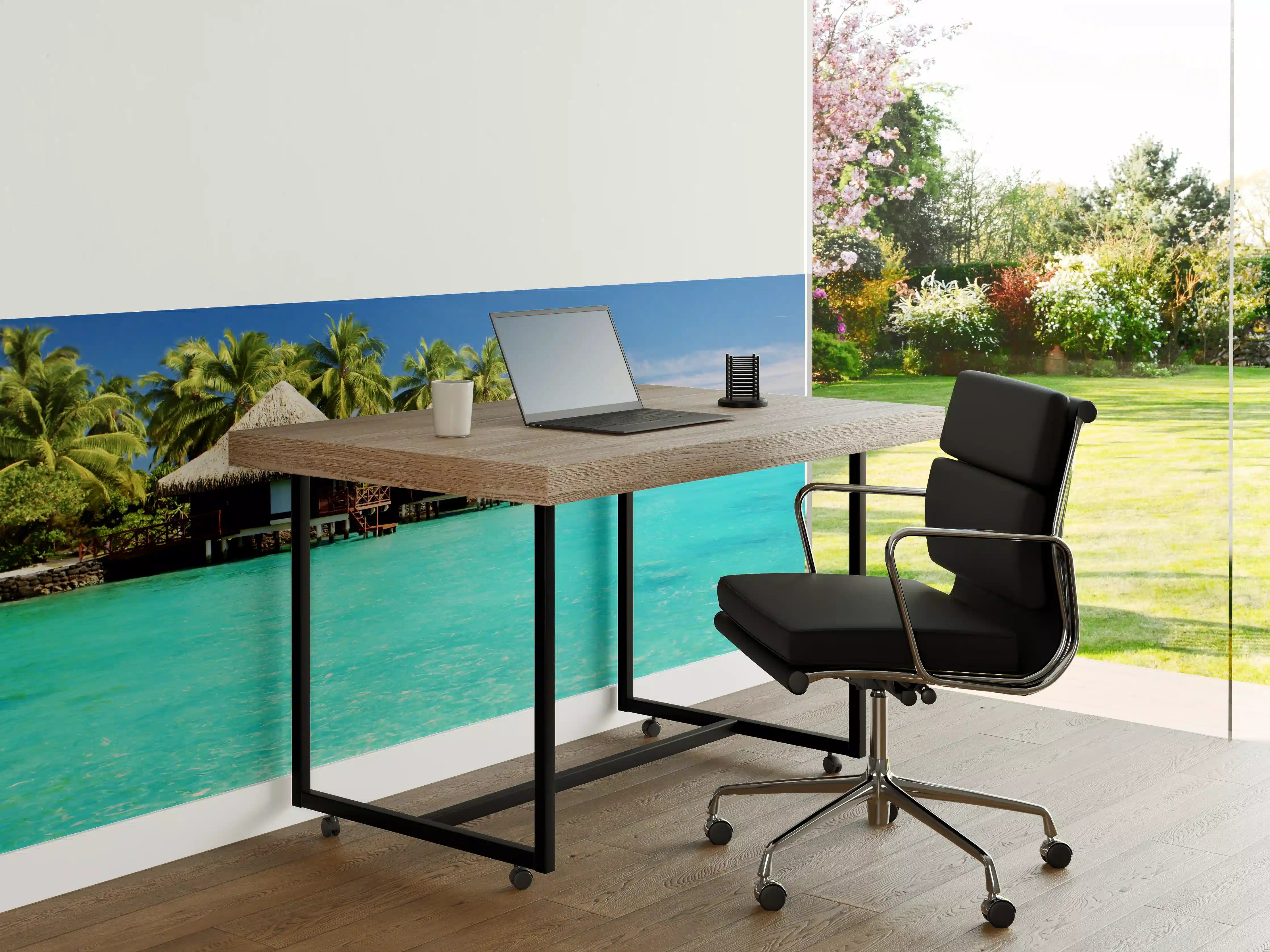 Büro Wandgestaltung - Tropische Lagune mit Bungalows