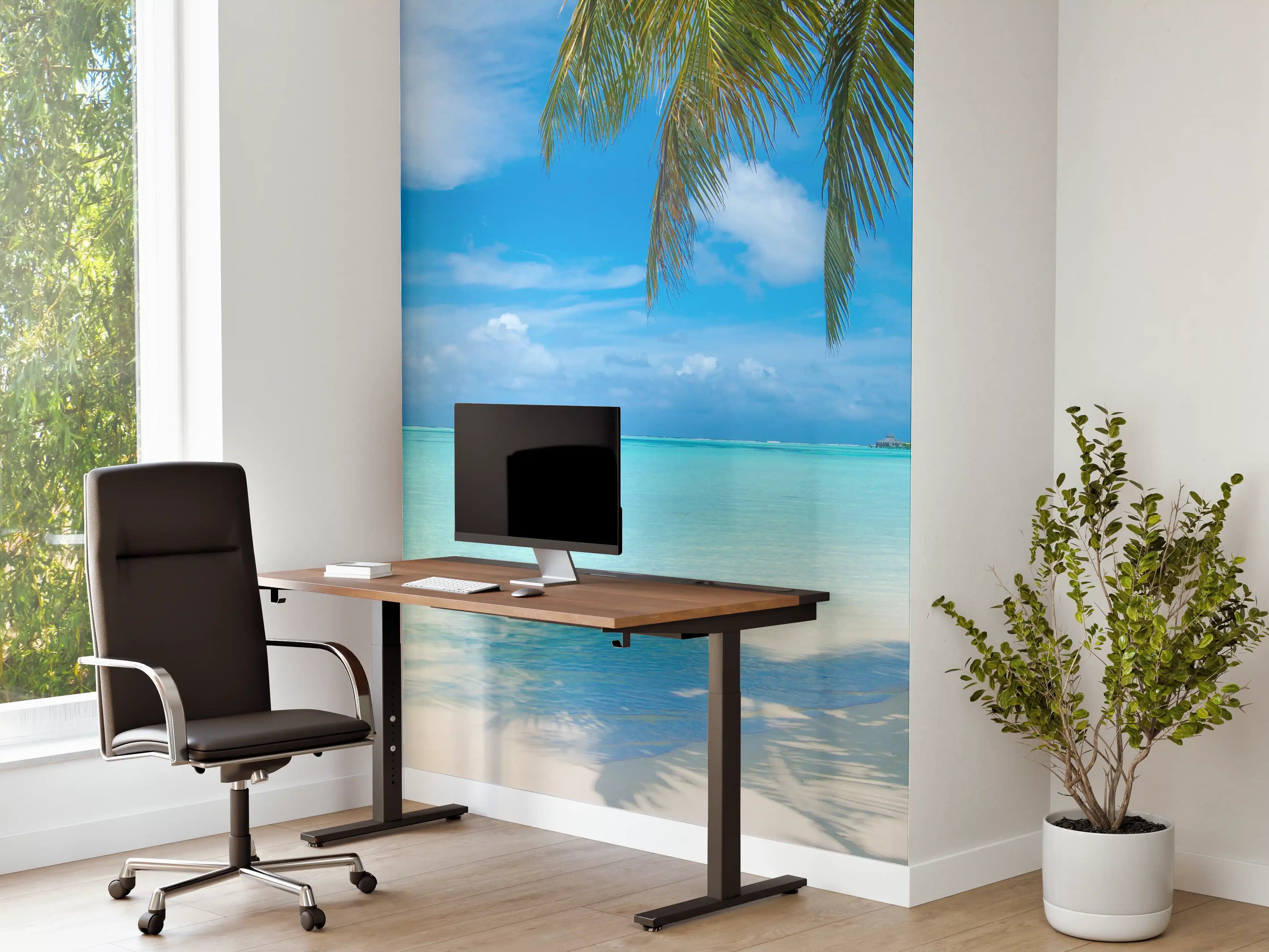 Büro Wandgestaltung - Tropische Malediveninsel mit weißem Sandstrand