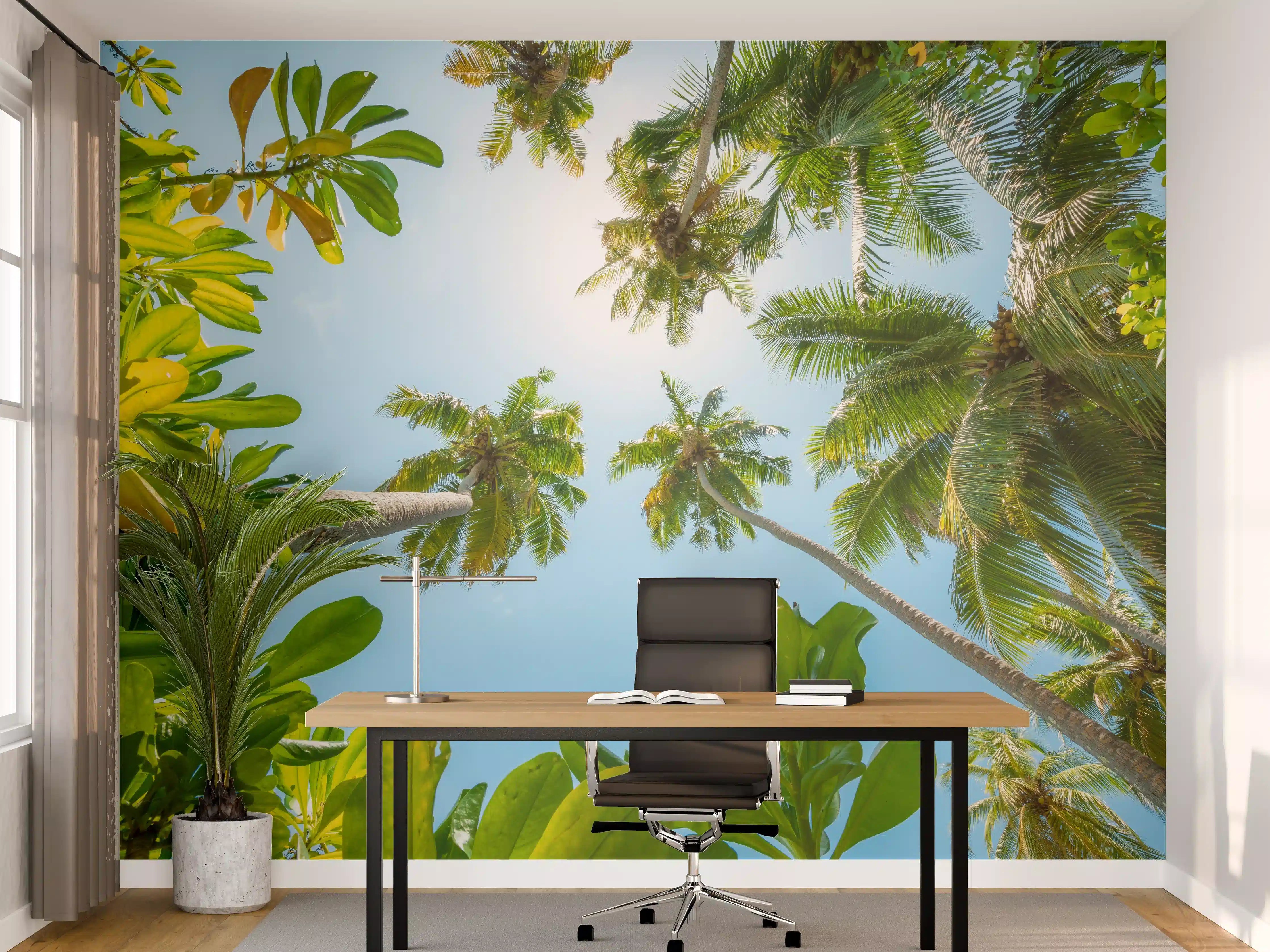 Büro Wandgestaltung - Tropische Palmen von unten