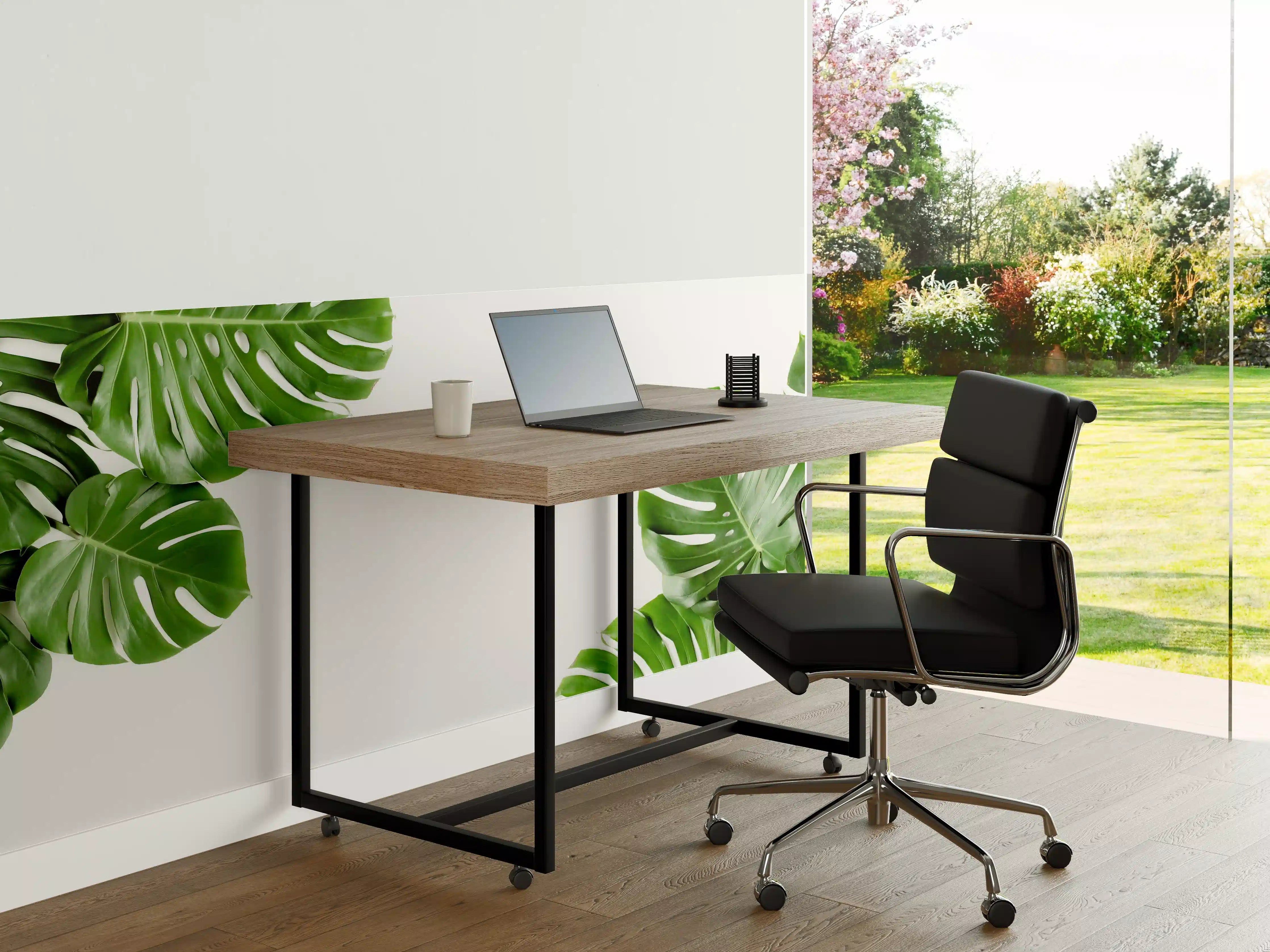 Büro Wandgestaltung - Tropische Palmenblätter auf weißem Hintergrund