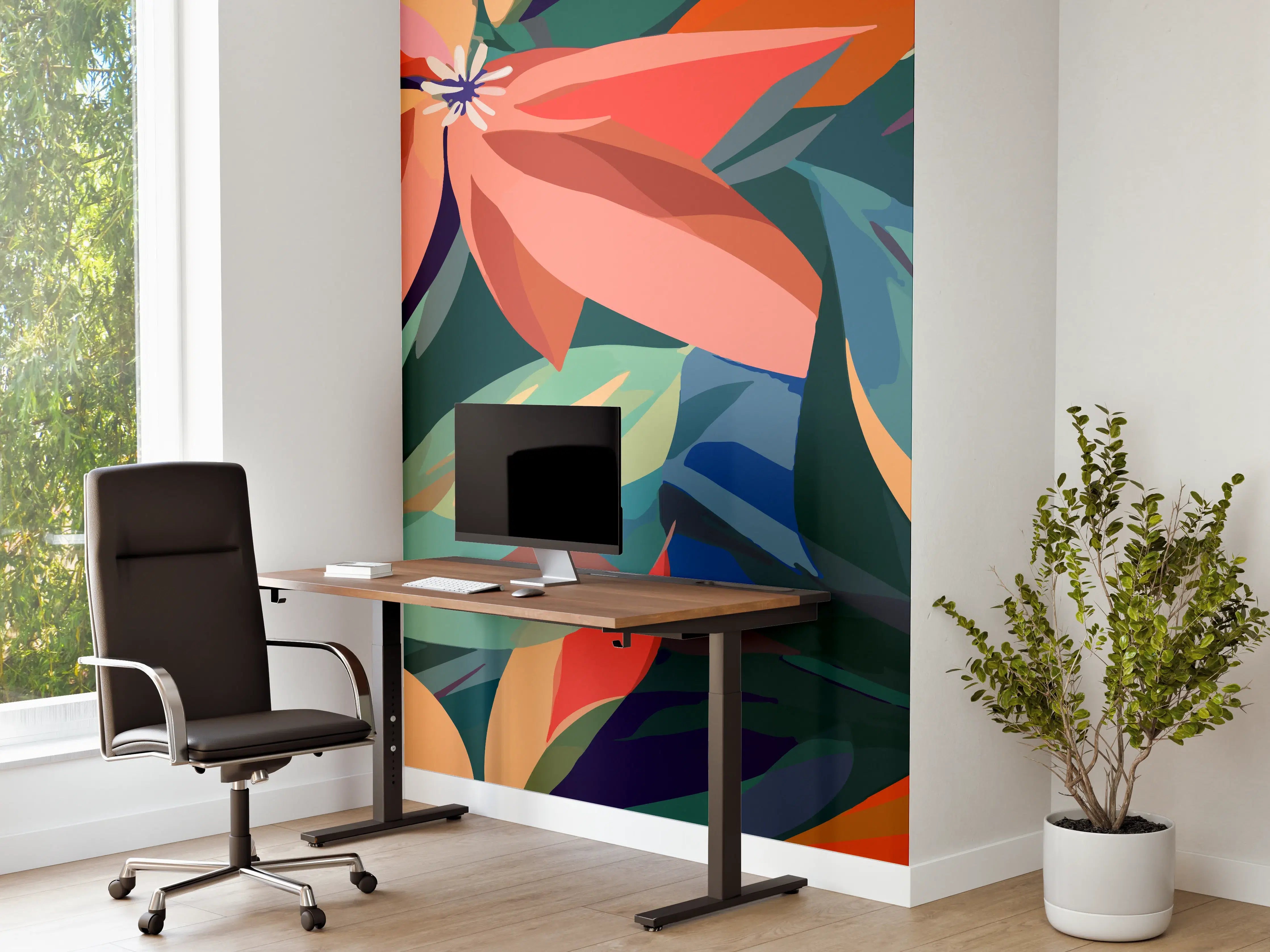 Büro Wandgestaltung - Tropische Petals Koralle-Grün