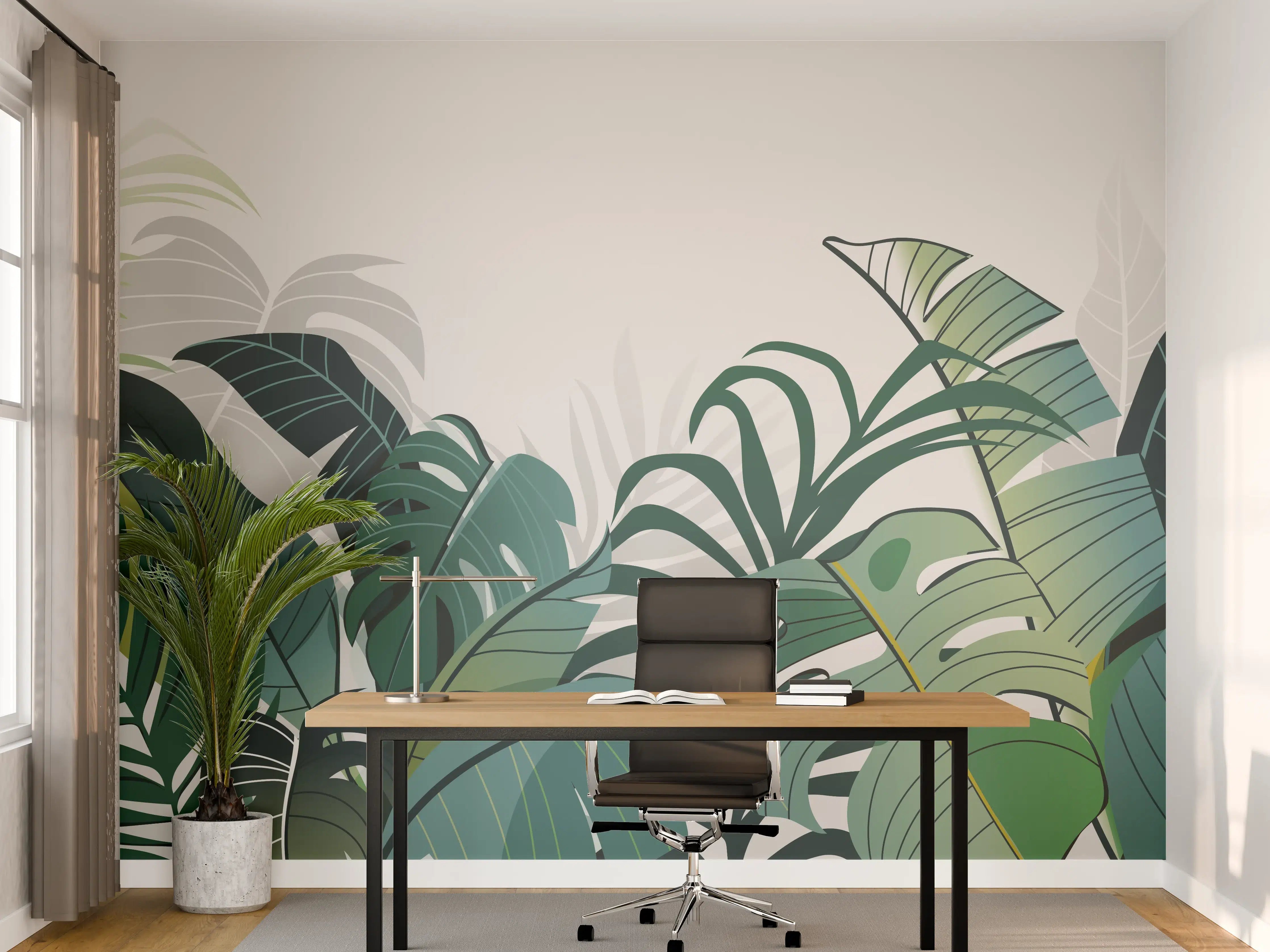 Büro Wandgestaltung - Tropische Pflanzen Illustration